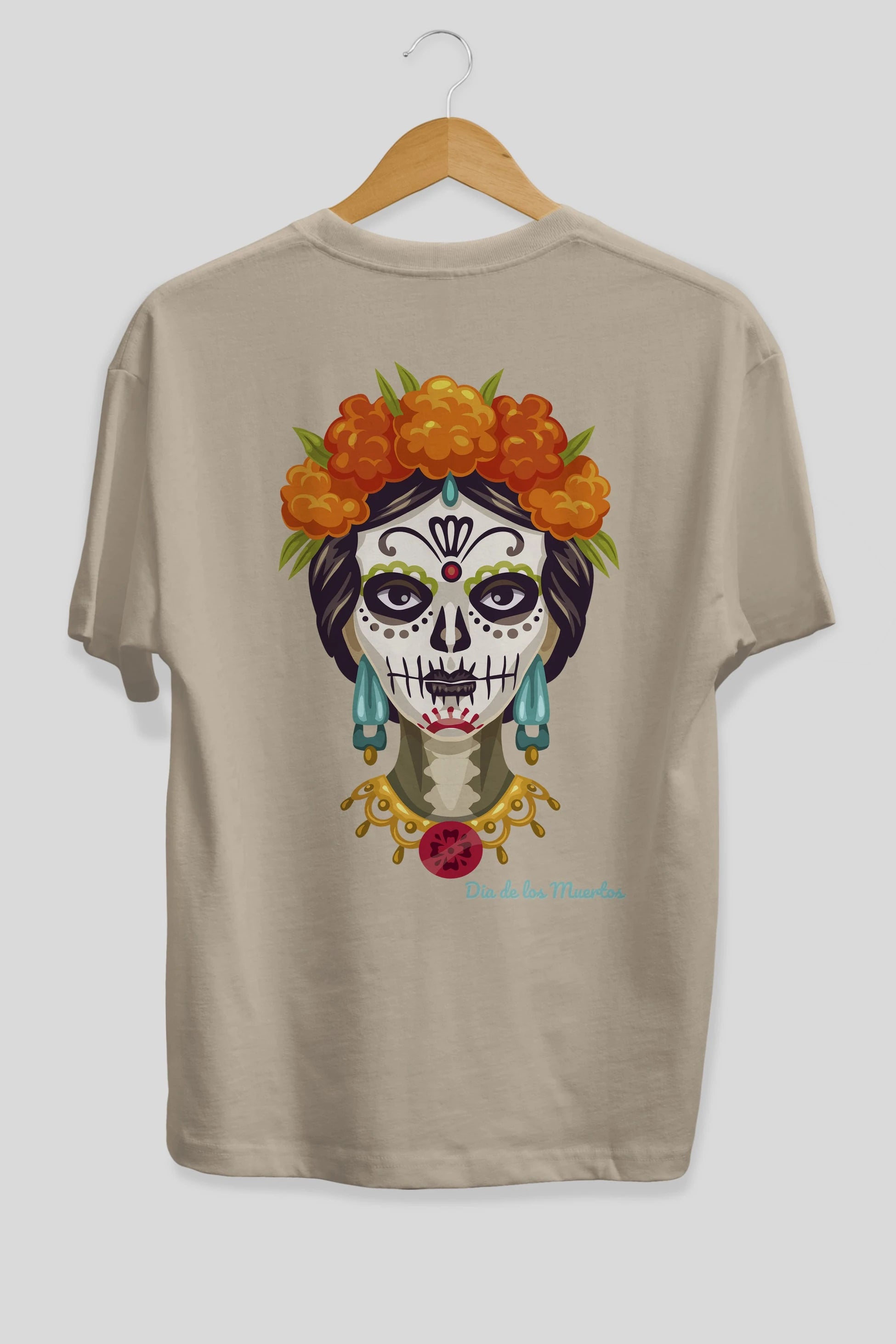 Dia de los Muertos 2 Arka Baskılı Oversize t-shirt Erkek Kadın Unisex