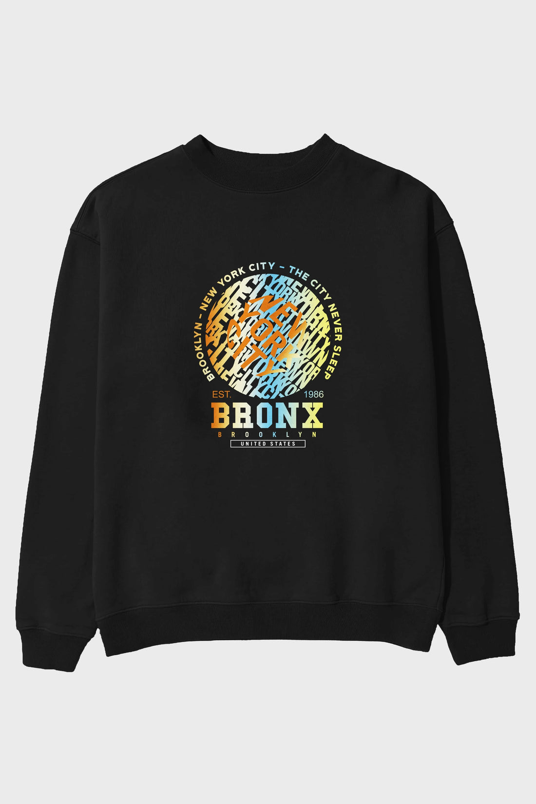 Brooklyn and New York City Ön Baskılı Oversize Sweatshirt Erkek Kadın Unisex