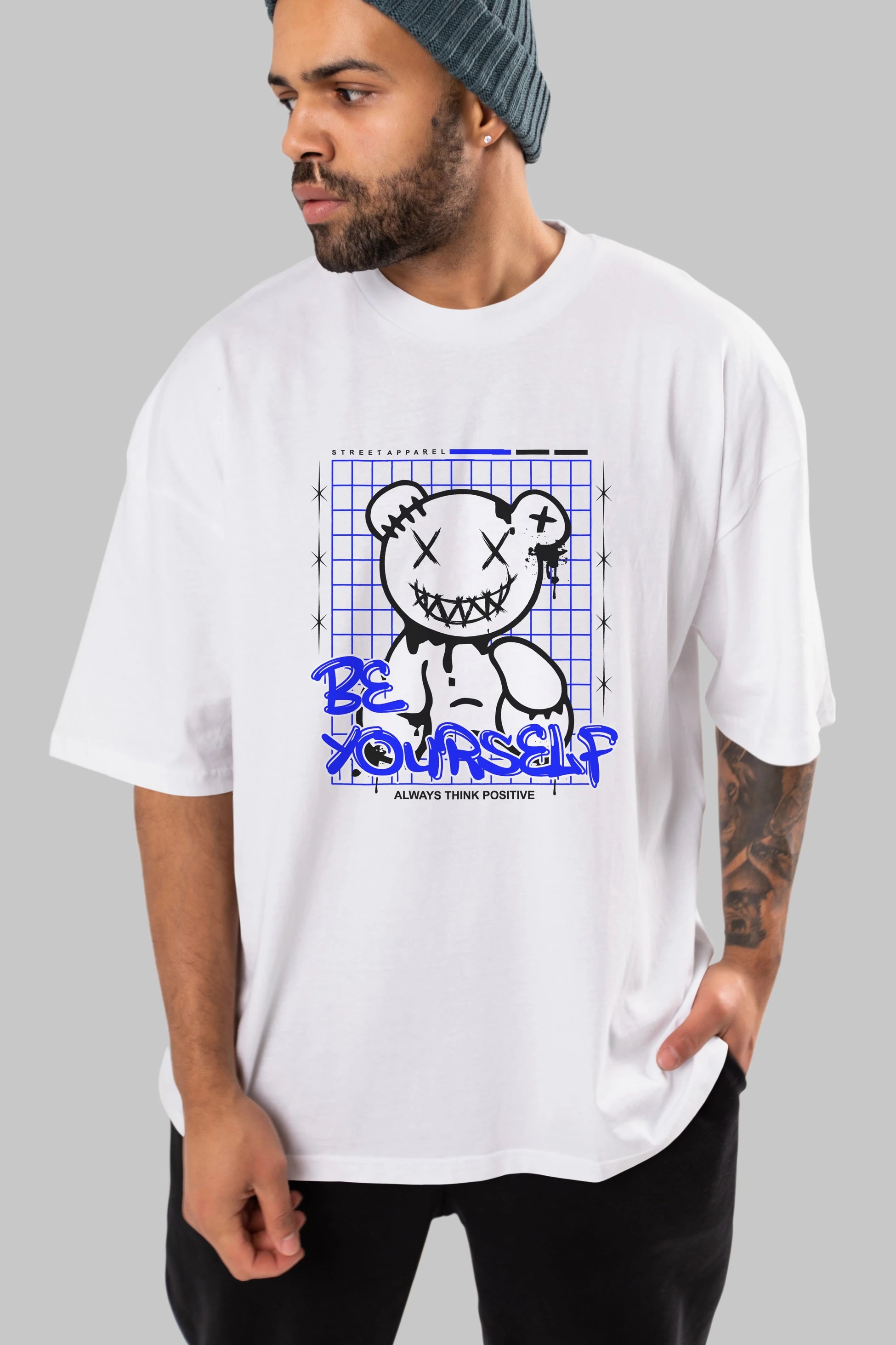 Teddy Bear Be Yourself Ön Baskılı Oversize t-shirt Erkek Kadın Unisex