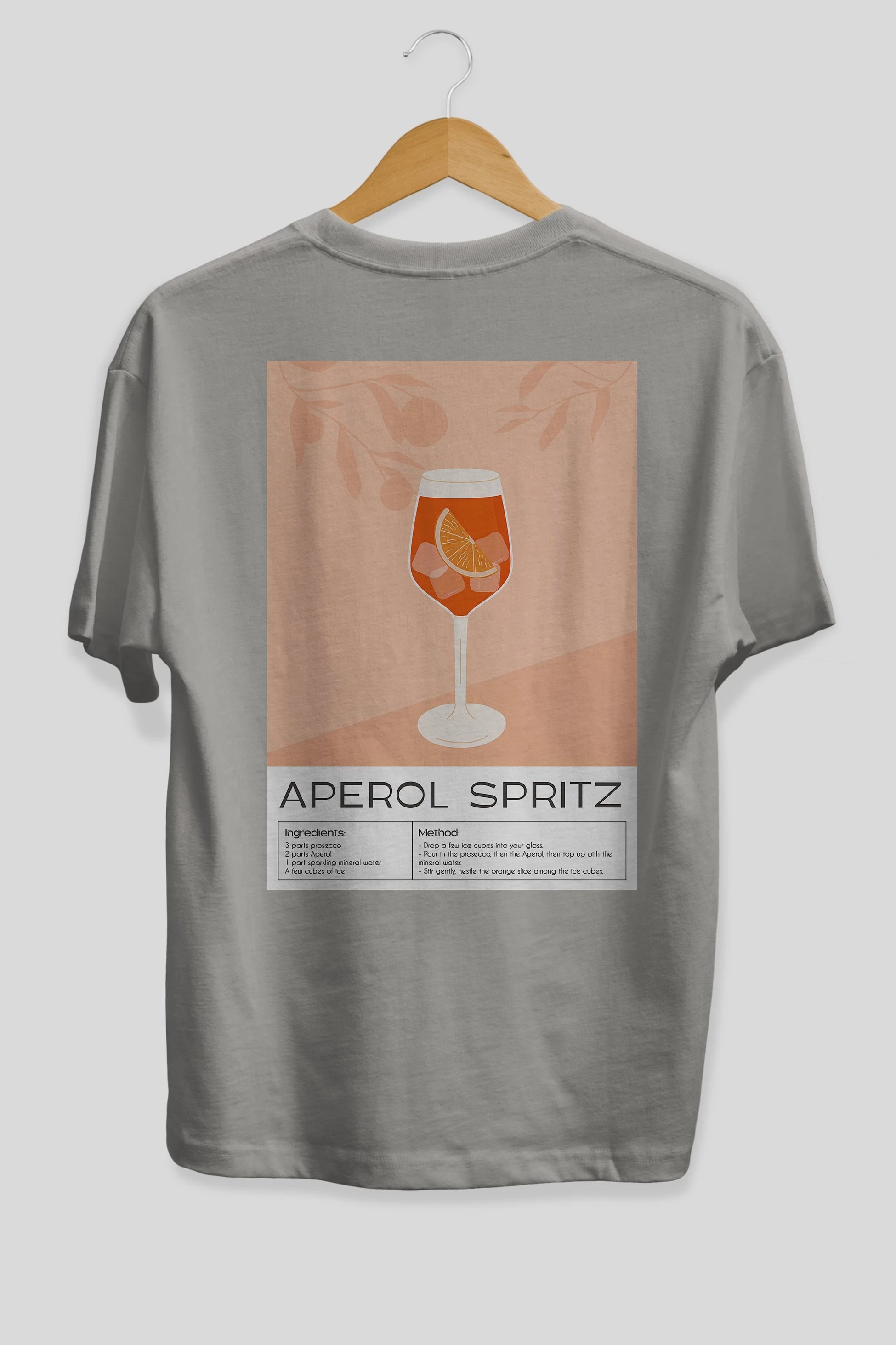 Aperol Spritz 7 Arka Baskılı Oversize t-shirt Erkek Kadın Unisex %100 Pamuk Bisiklet Yaka tişort