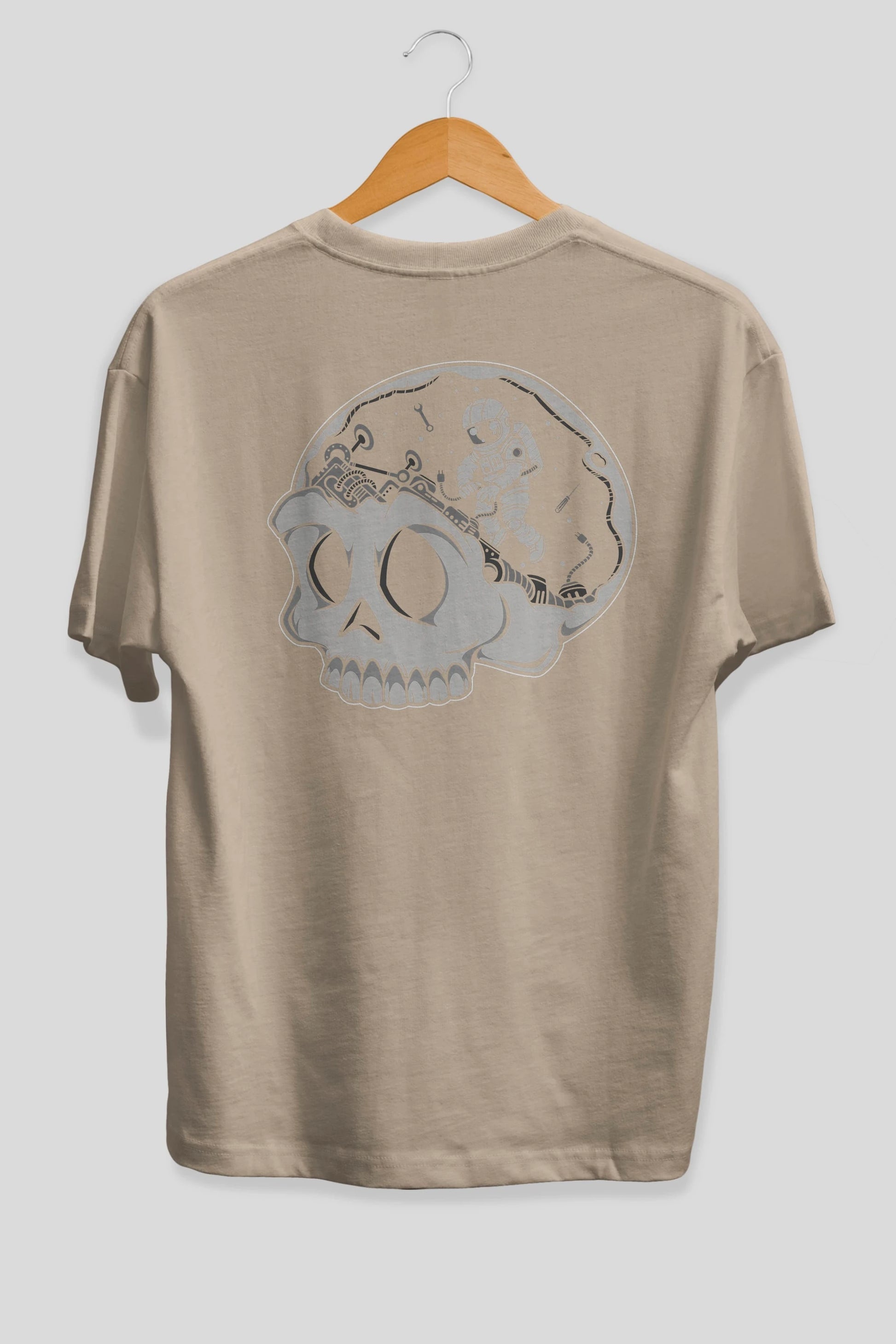 Astronaut Skull Brain Arka Baskılı Oversize t-shirt Erkek Kadın Unisex