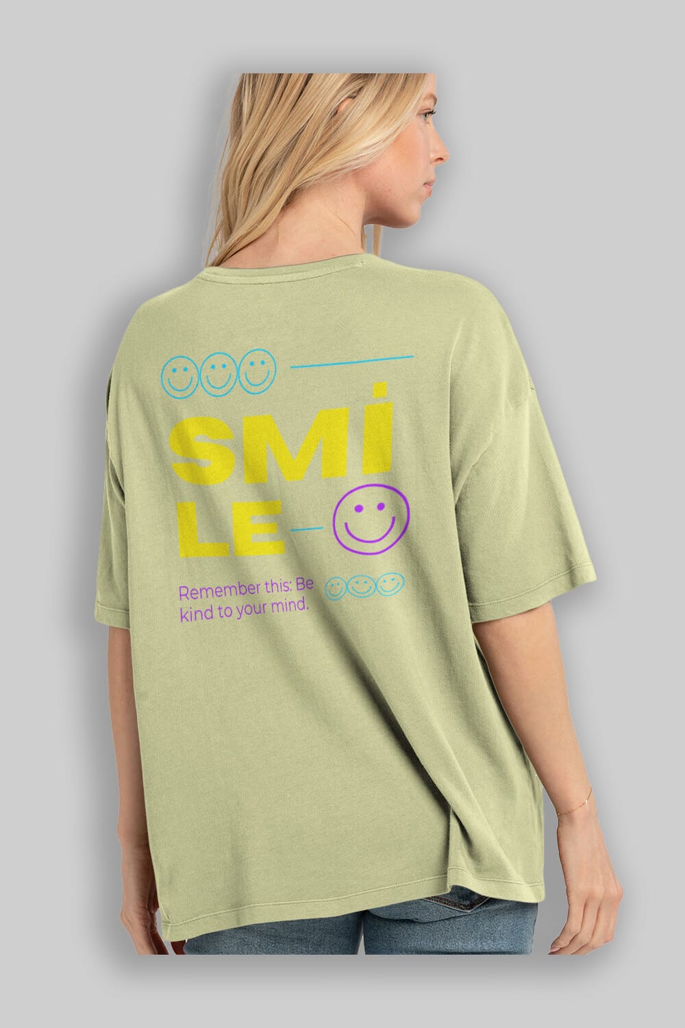 Smile Yazılı 2 Arka Baskılı Oversize t-shirt Erkek Kadın Unisex