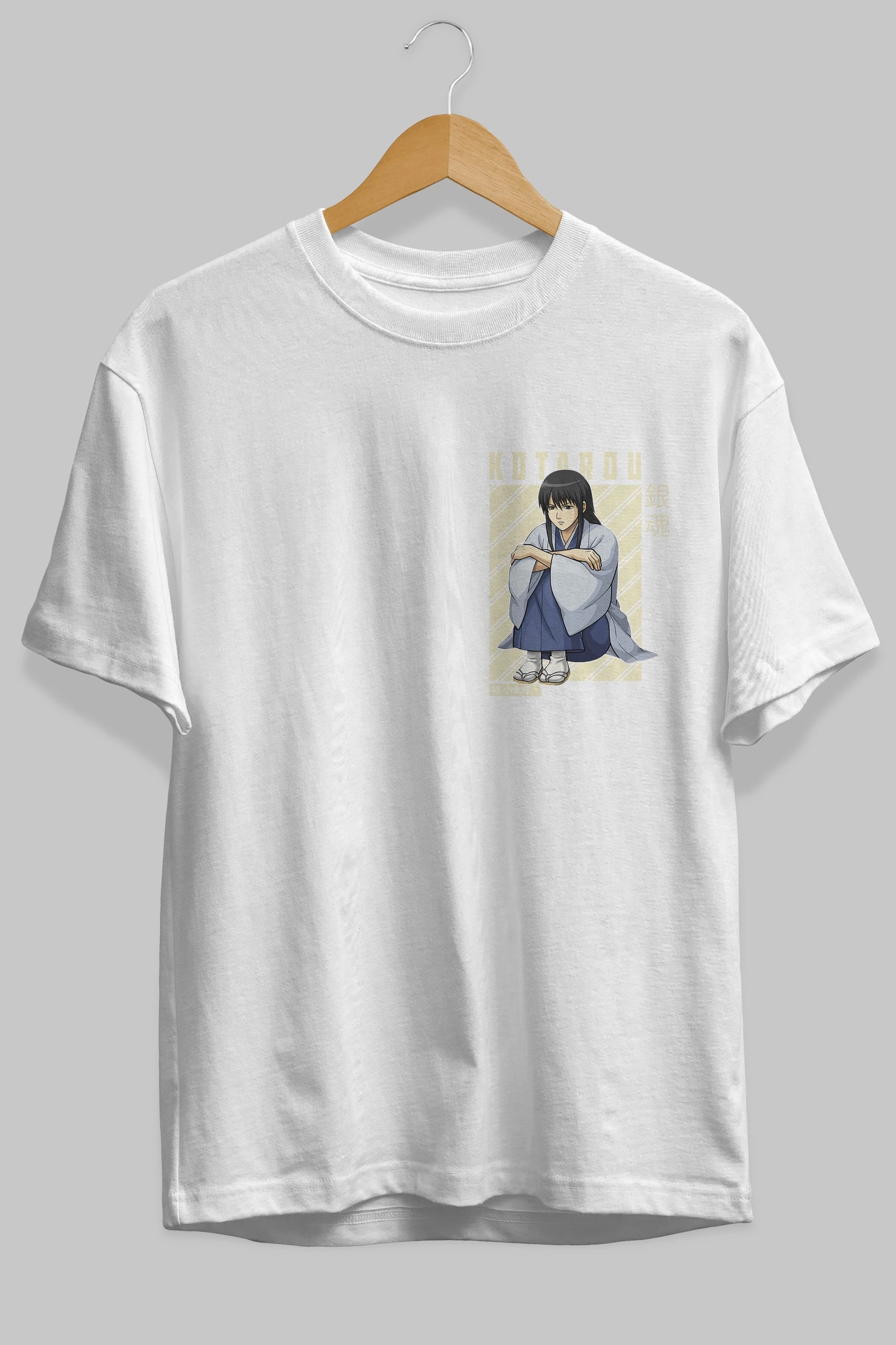 Kotarou Katsura GINTAMA Ön Sol Baskılı Oversize t-shirt Erkek Kadın Unisex %100 Pamuk Bisiklet Yaka tişort