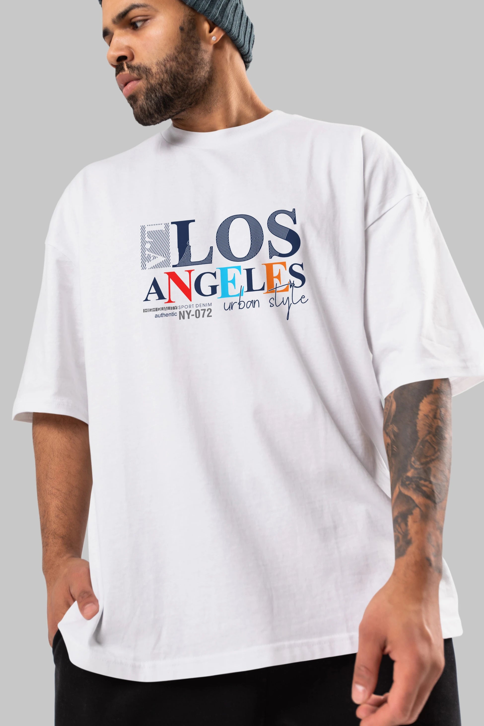 Los Angeles Style Ön Baskılı Oversize t-shirt Erkek Kadın Unisex