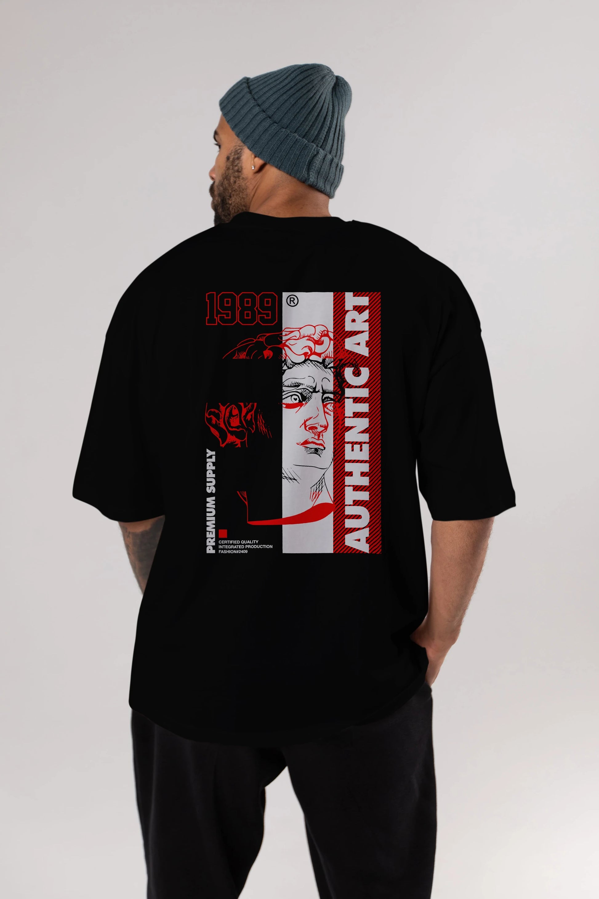 Authentic Art Arka Baskılı Oversize t-shirt Erkek Kadın Unisex