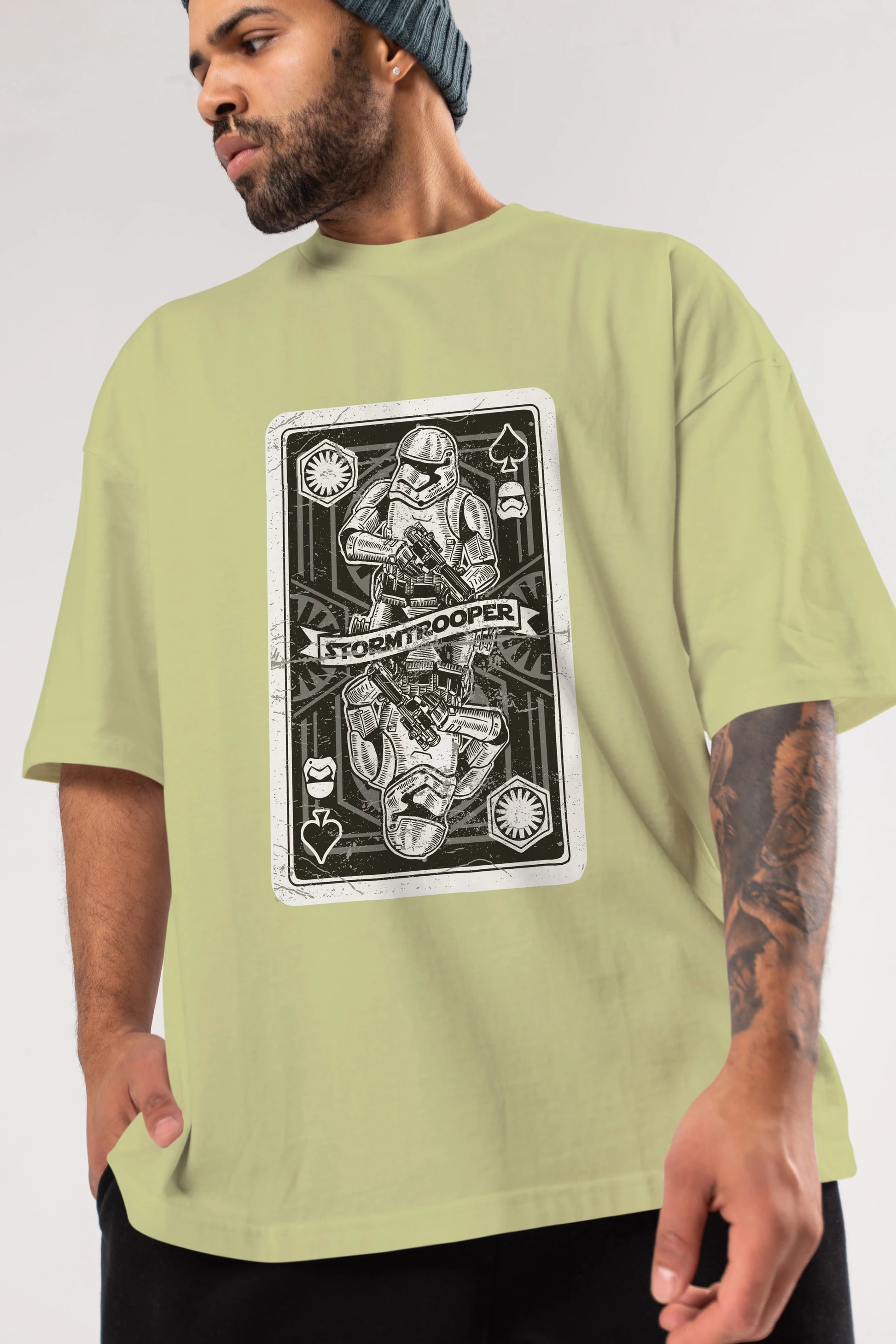 Stormtrooper Playing Card Ön Baskılı Oversize t-shirt Erkek Kadın Unisex %100 Pamuk tişort