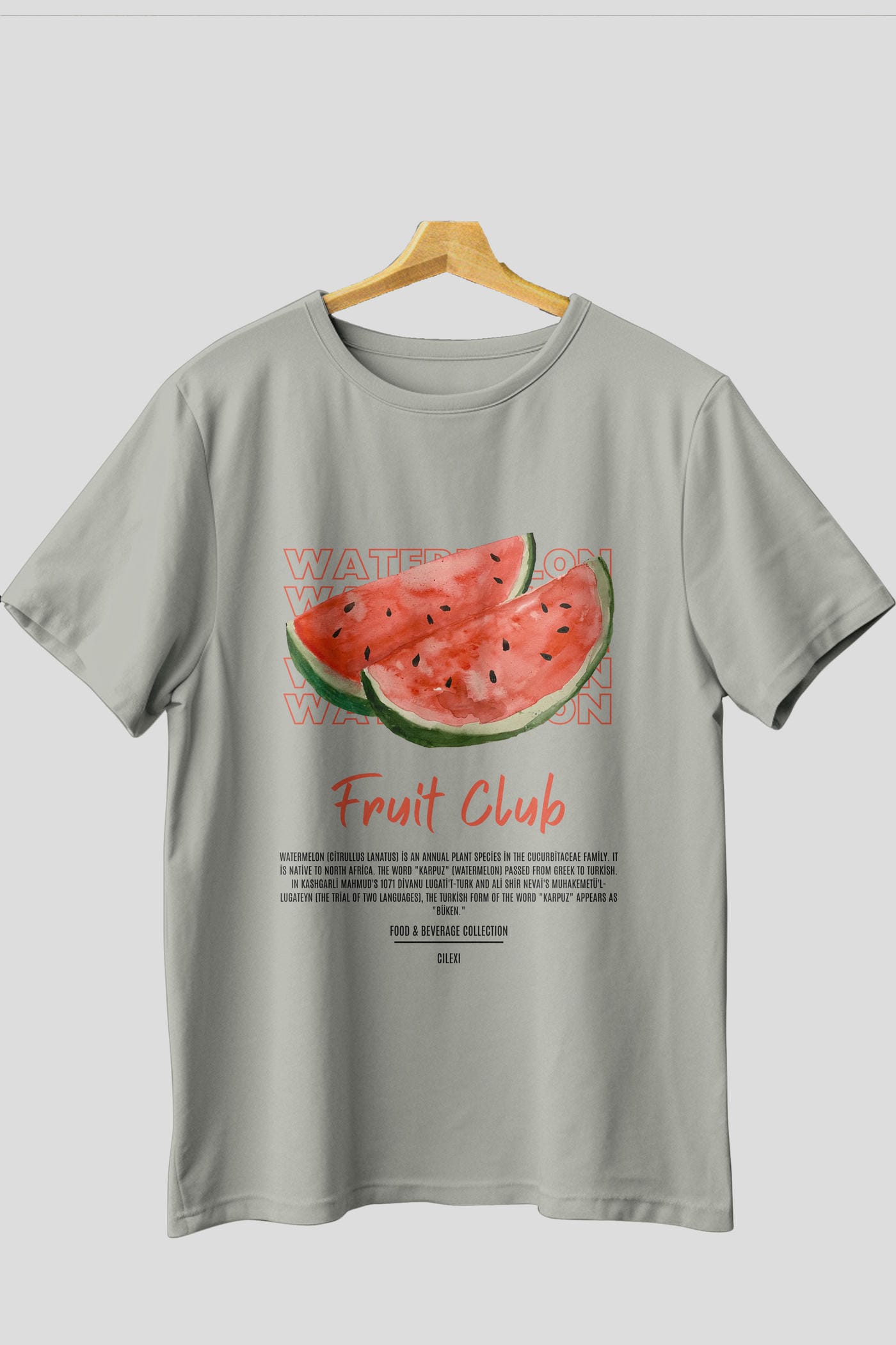 Watermelon Ön Baskılı Oversize t-shirt Erkek Kadın Pamuk Bisiklet Yaka tişort