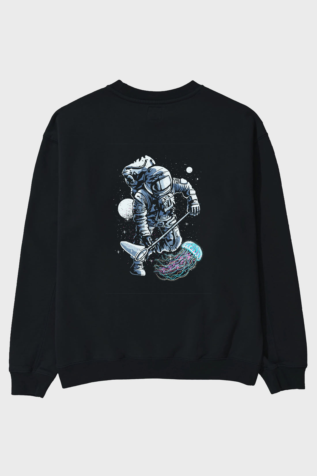 Astronaut Jellyfish Arka Baskılı Oversize Sweatshirt Erkek Kadın Unisex