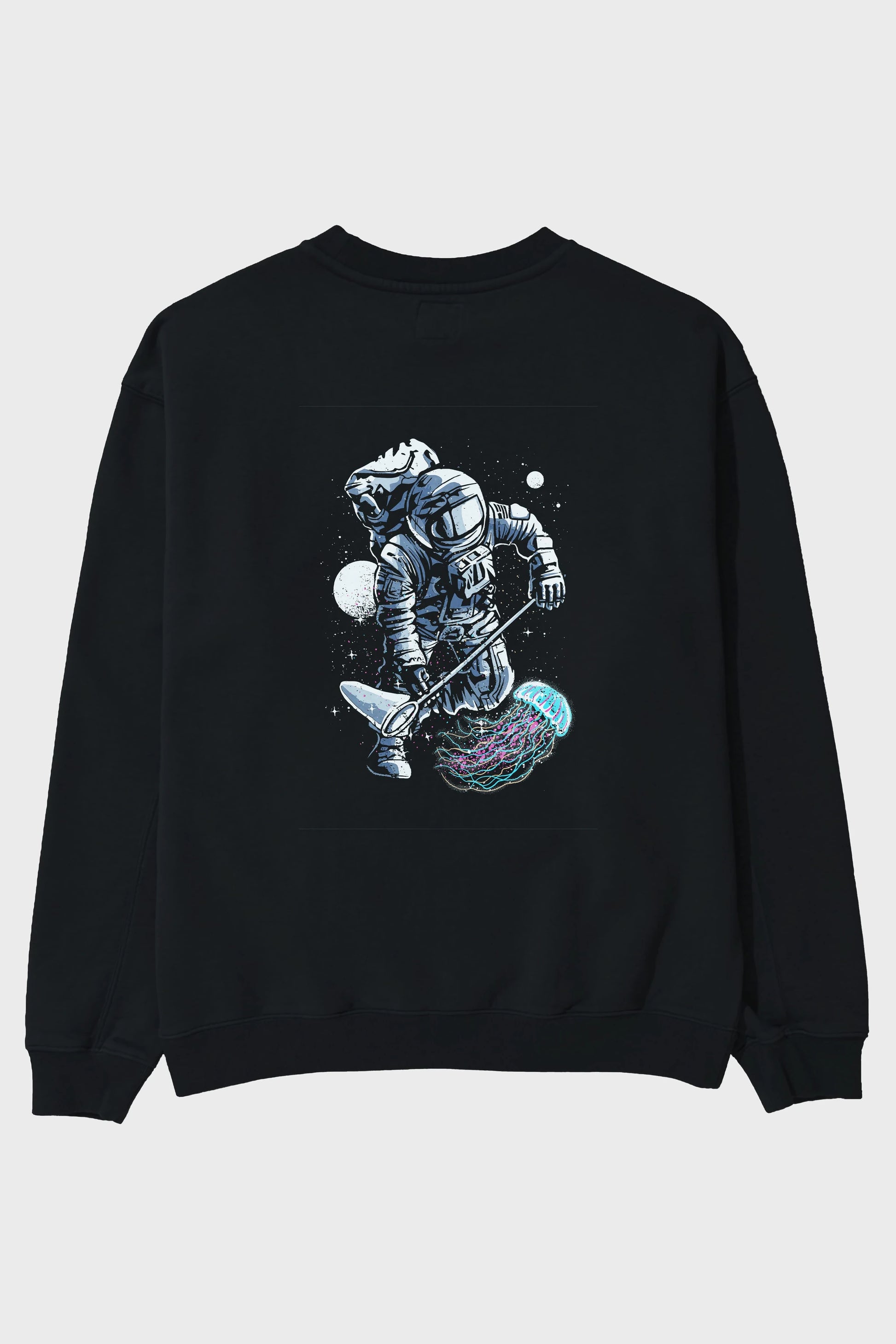 Astronaut Jellyfish Arka Baskılı Oversize Sweatshirt Erkek Kadın Unisex