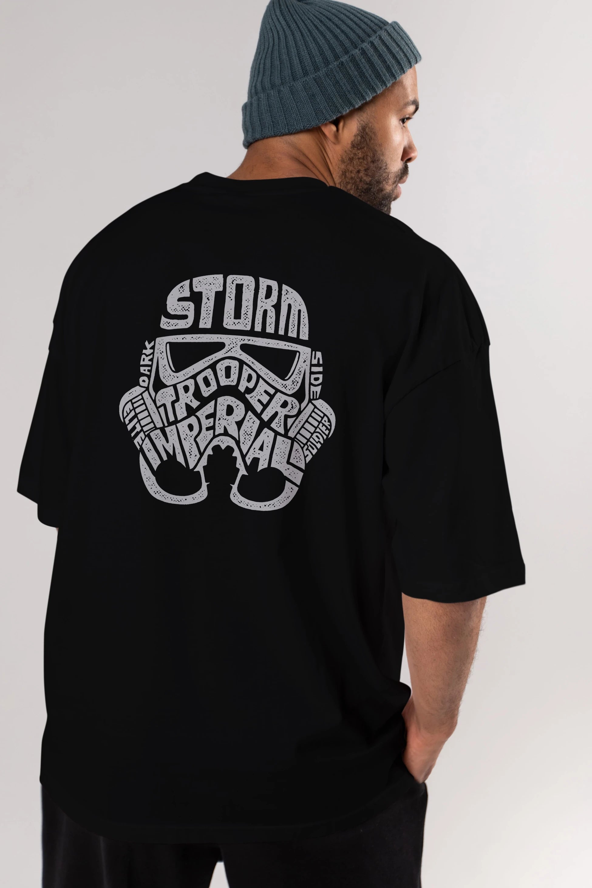 Storm Trooper Arka Baskılı Oversize t-shirt %100 pamuk Erkek Kadın Unisex