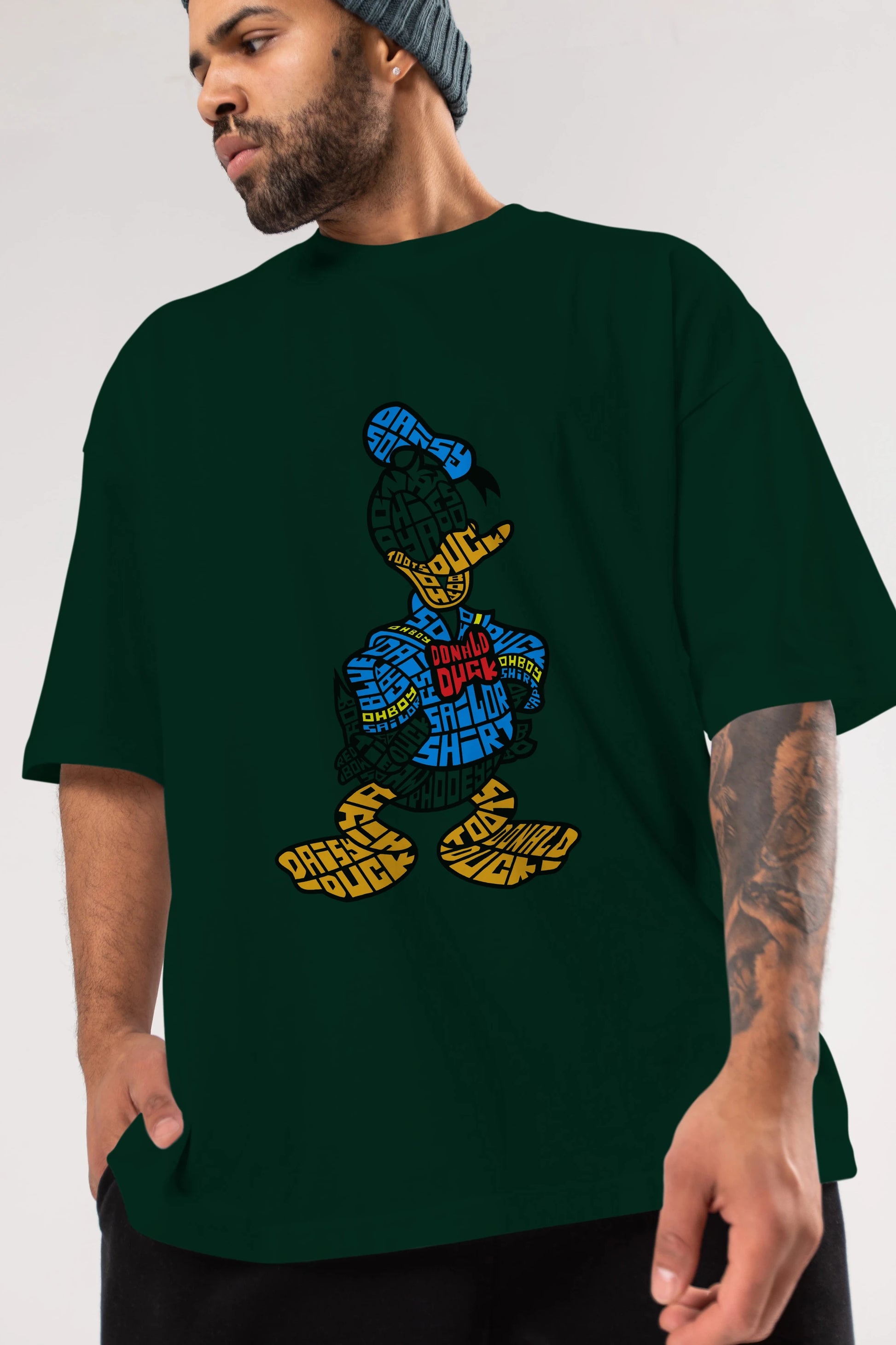 Donald Ön Baskılı Oversize t-shirt %100 pamuk Erkek Kadın Unisex