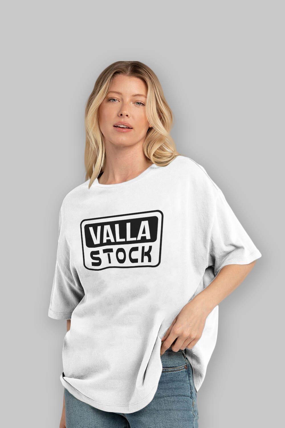 Valla Stock Ön Baskılı Oversize t-shirt %100 pamuk Erkek Kadın Unisex