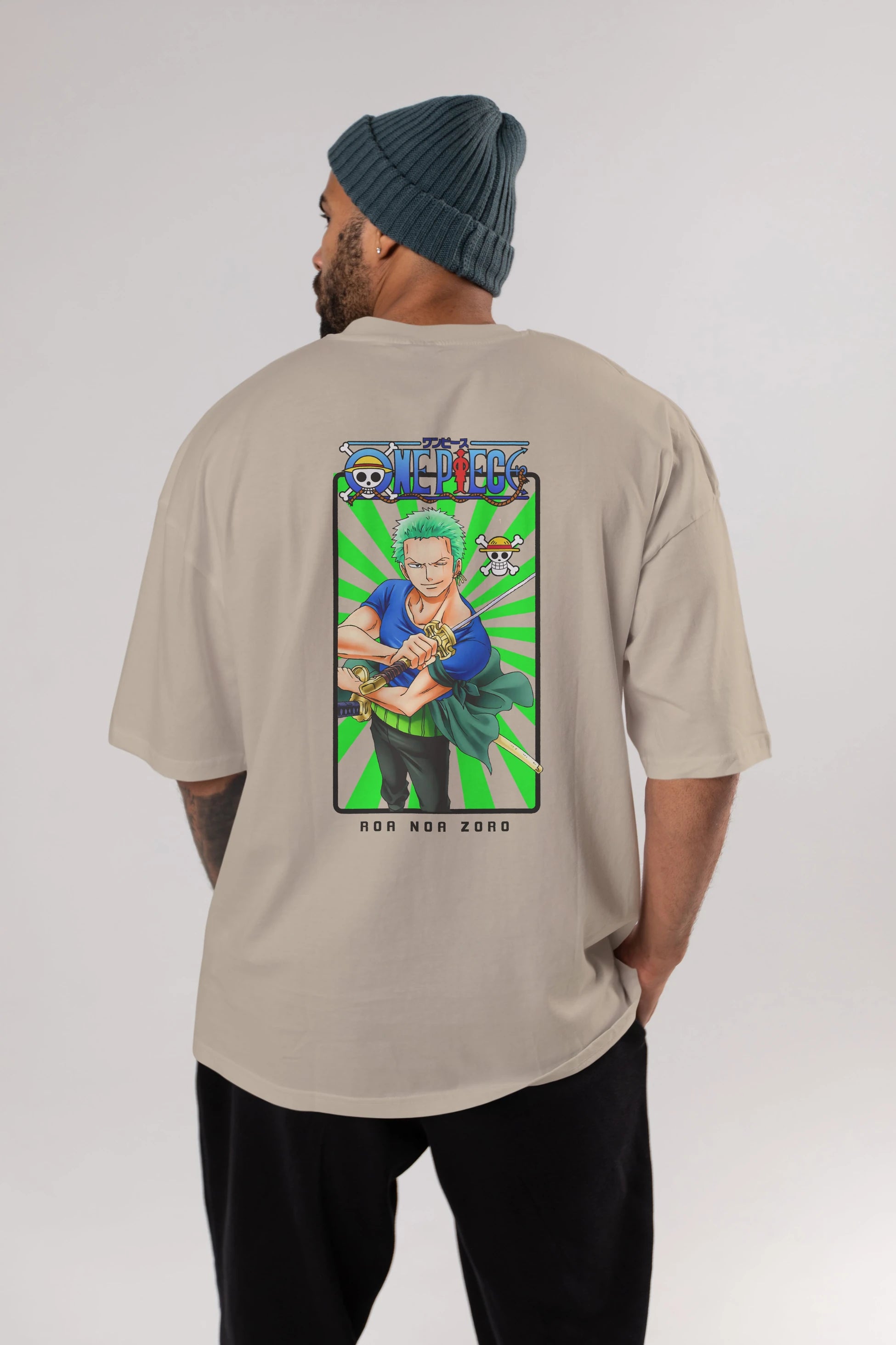 Roronoa Zoro 6 Anime Arka Baskılı Oversize t-shirt Erkek Kadın Unisex %100 pamuk tişort