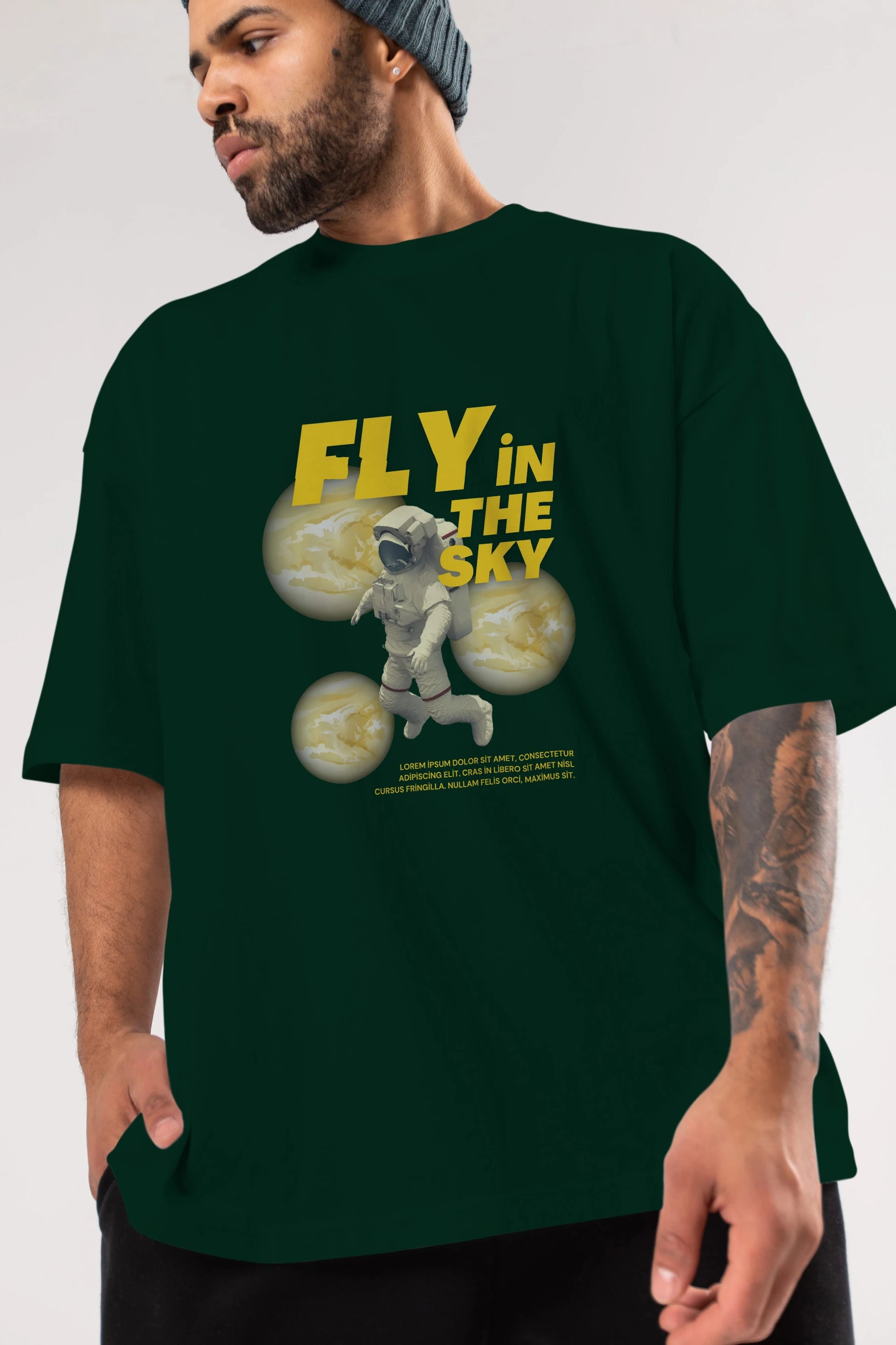 Fly in The Sky Ön Baskılı Oversize t-shirt Erkek Kadın Unisex