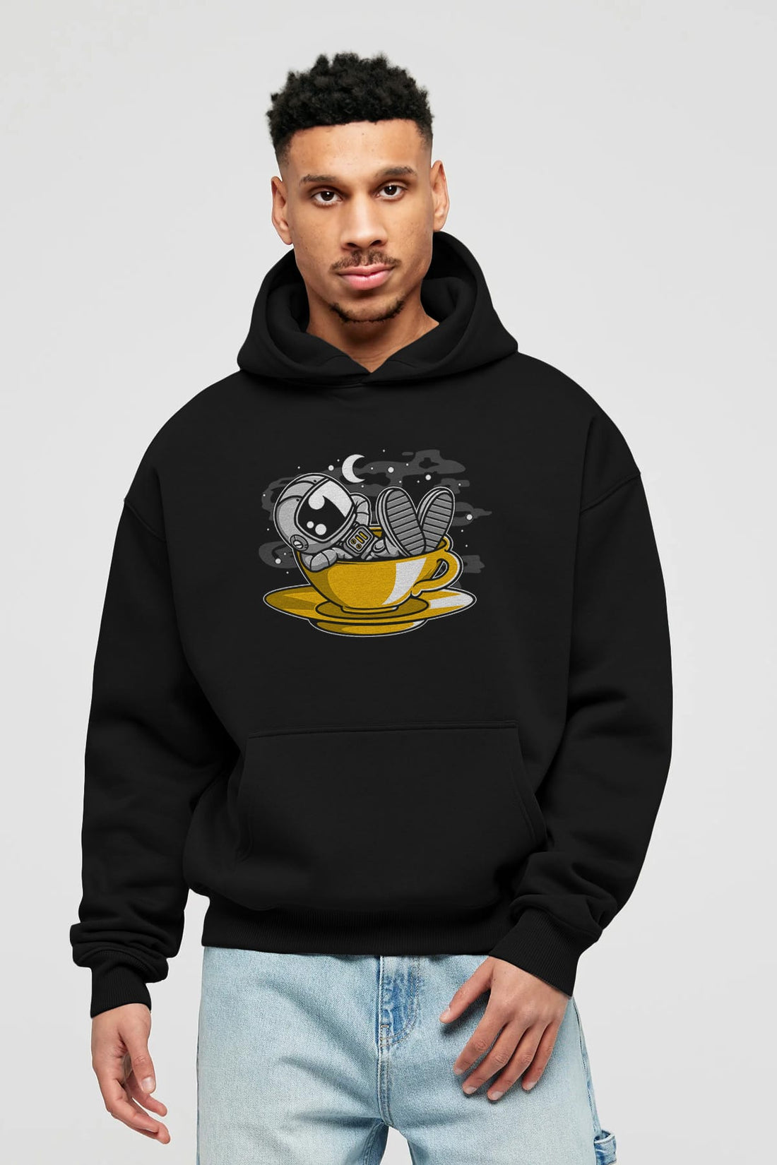 Astronaut Relax Ön Baskılı Hoodie Oversize Kapüşonlu Sweatshirt Erkek Kadın Unisex
