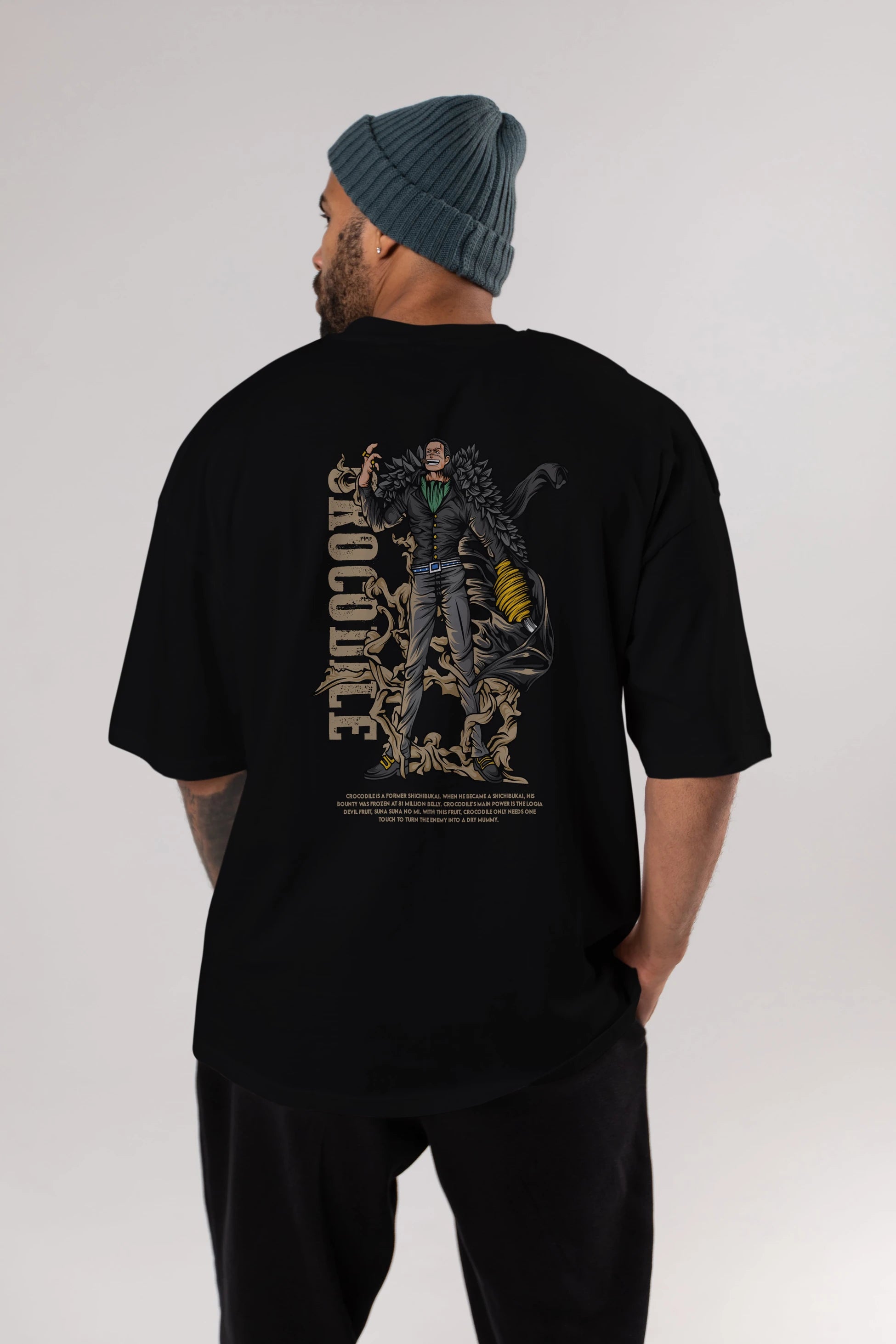 Crocodile Anime Arka Baskılı Oversize t-shirt Erkek Kadın Unisex
