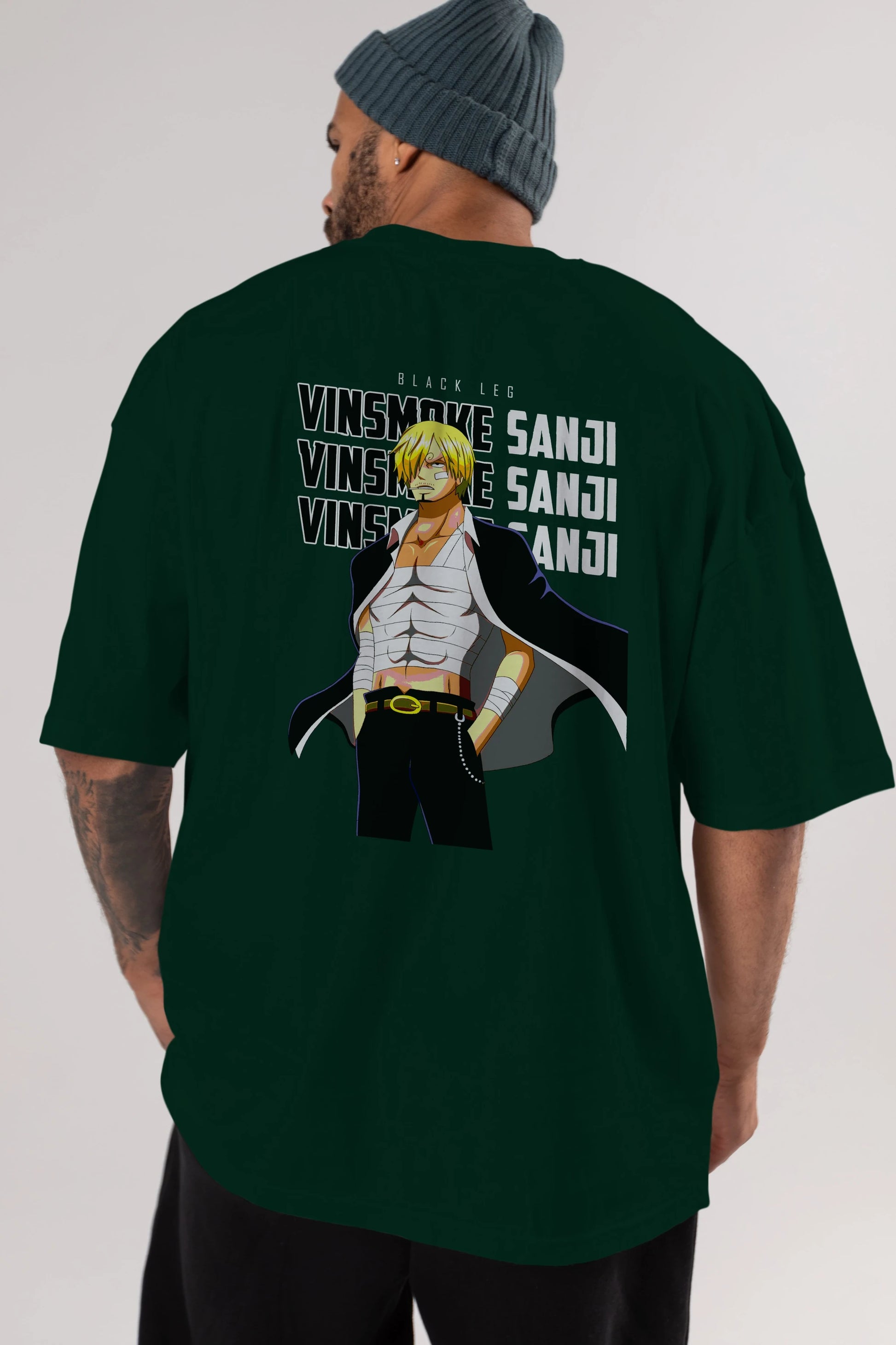 Sanji Anime Arka Baskılı Oversize t-shirt Erkek Kadın Unisex %100 pamuk tişort
