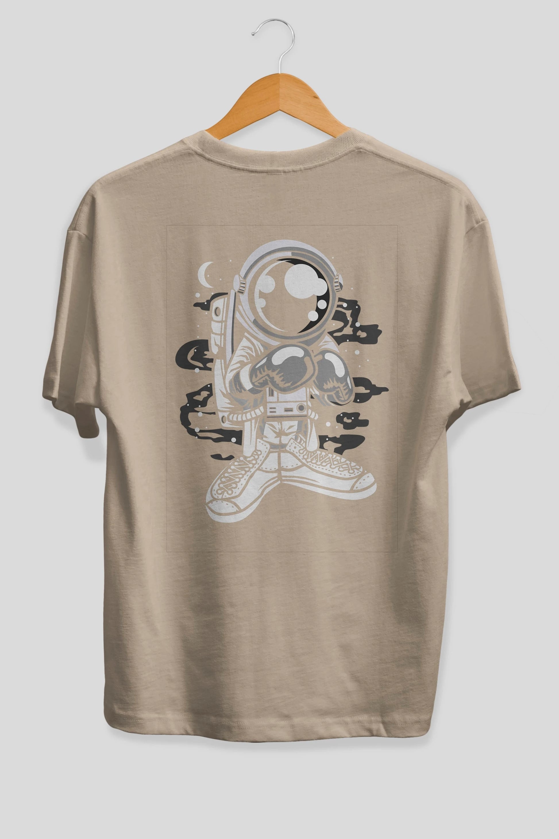 Astronaut Boxer Arka Baskılı Oversize t-shirt Erkek Kadın Unisex