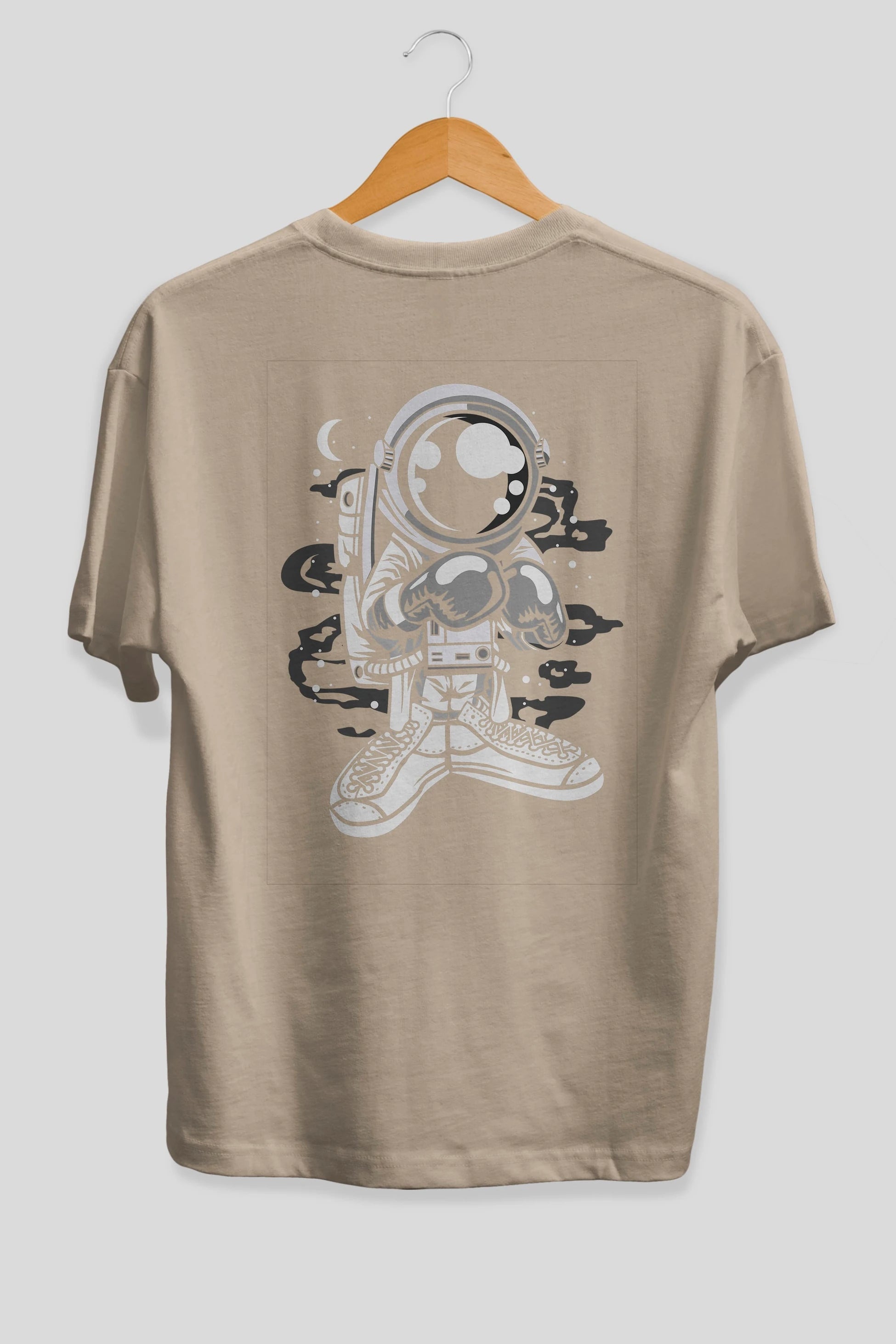 Astronaut Boxer Arka Baskılı Oversize t-shirt Erkek Kadın Unisex