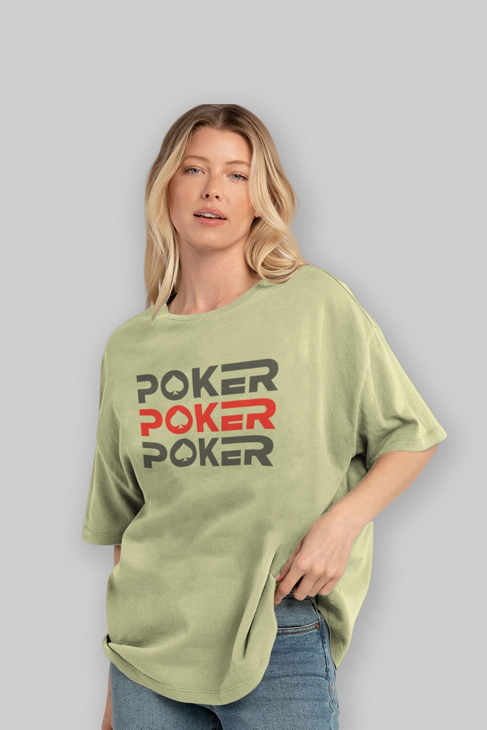Poker Ön Baskılı Oversize t-shirt Erkek Kadın Unisex