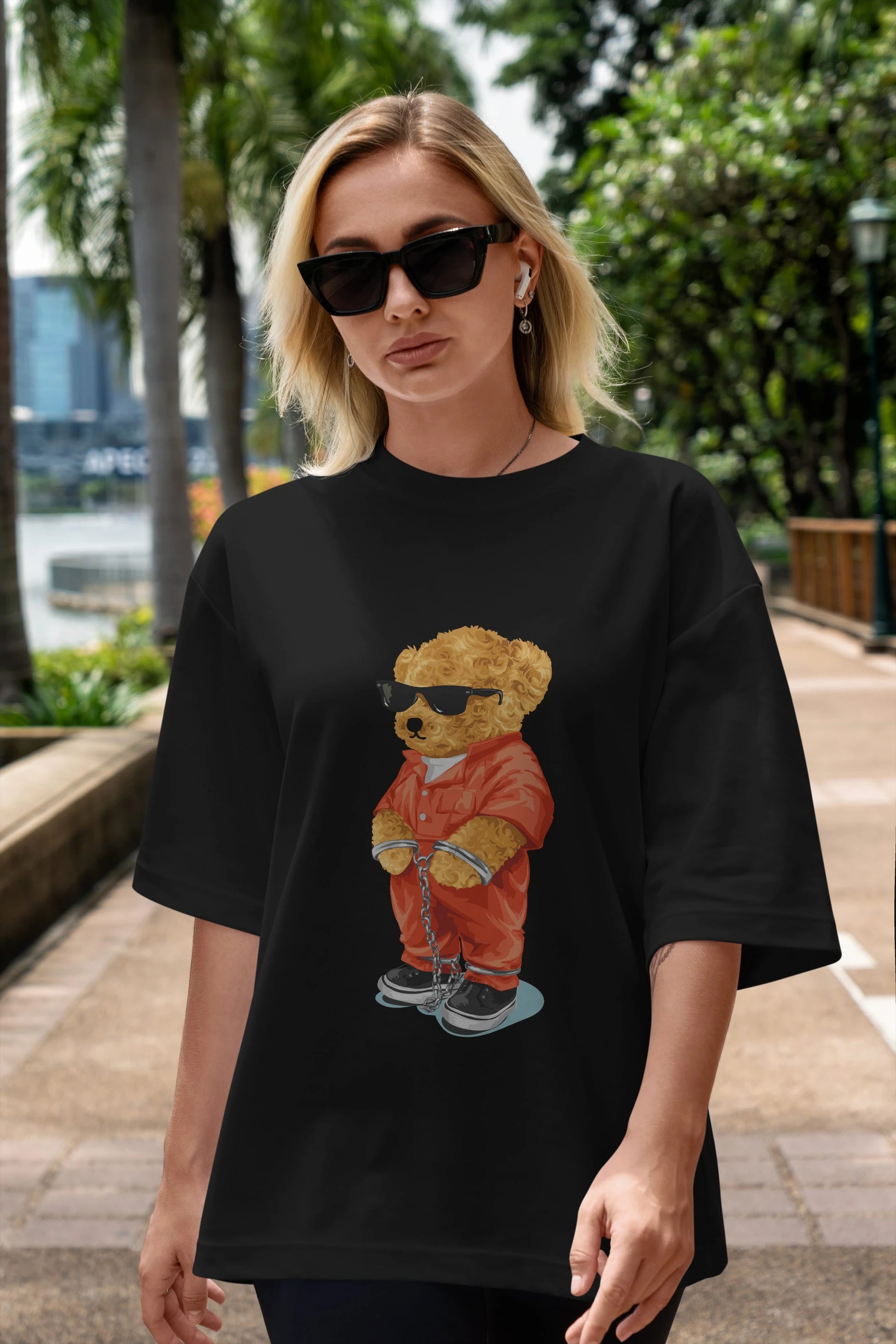 Teddy Bear Kodes Ön Baskılı Oversize t-shirt Erkek Kadın Unisex %100 Pamuk