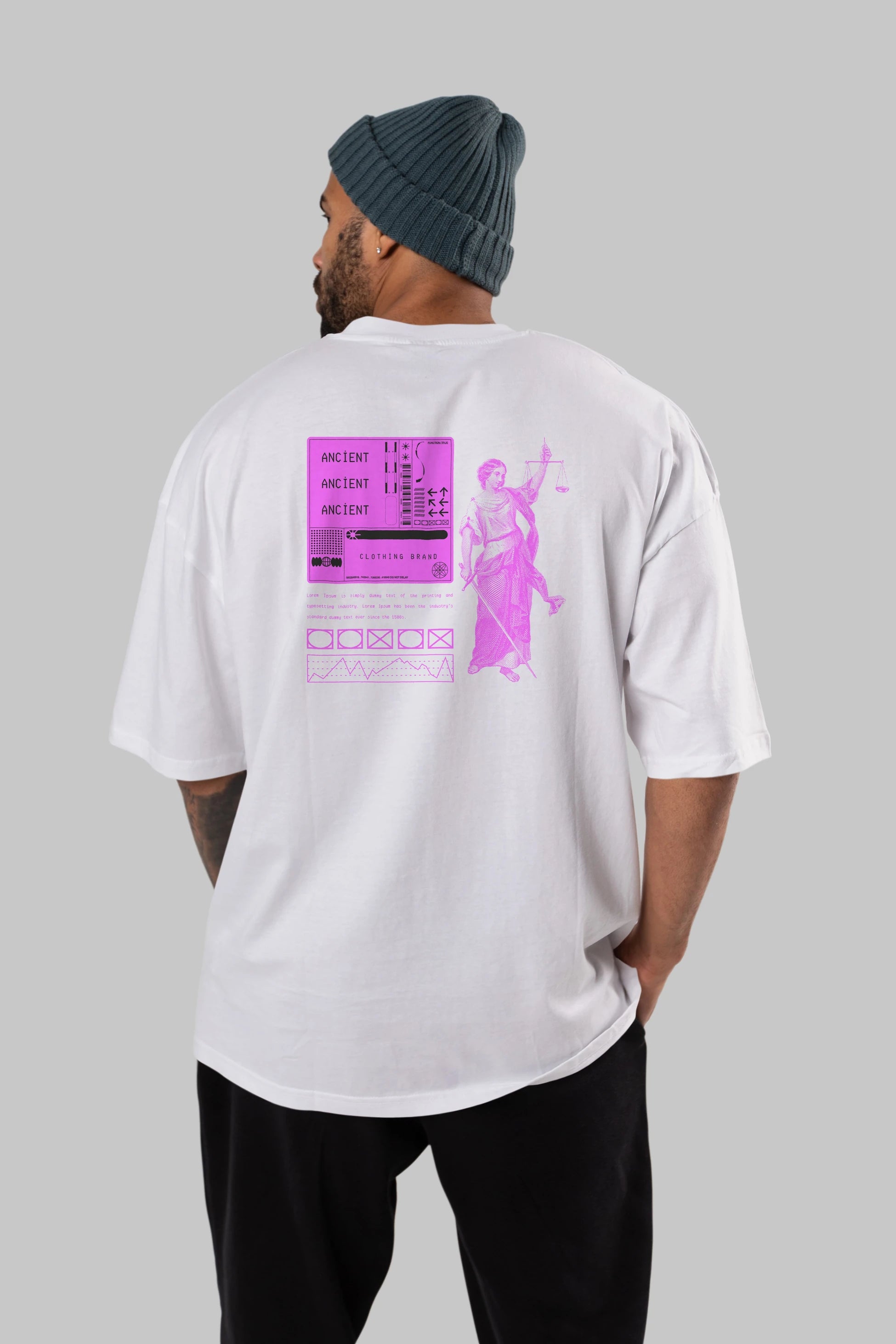 Ancient Streetwear Arka Baskılı Oversize t-shirt Erkek Kadın Unisex