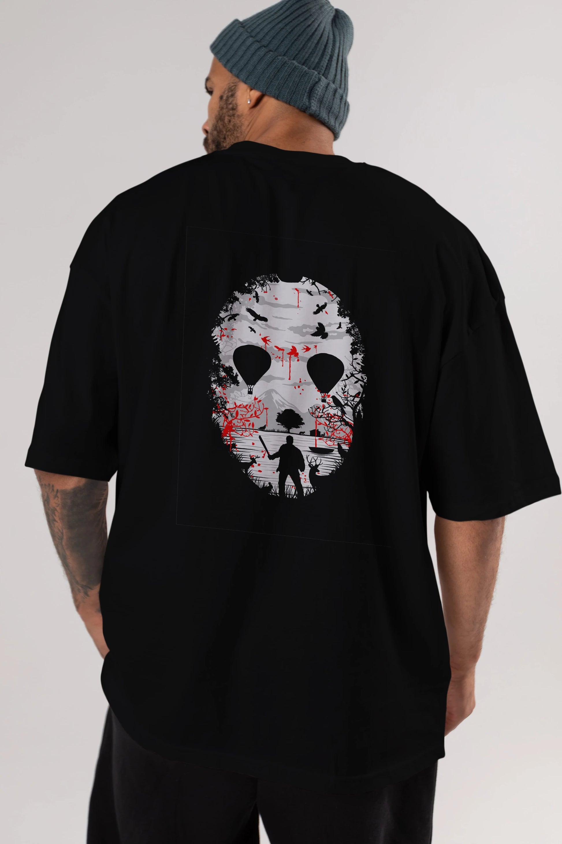 Crystal Lake Arka Baskılı Oversize t-shirt %100 pamuk Erkek Kadın Unisex