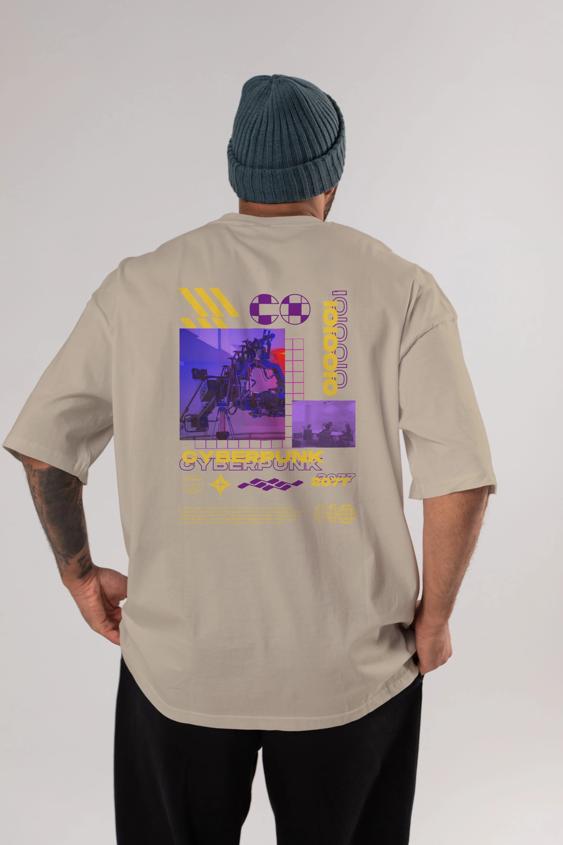 Cyberpunk Yazılı Arka Baskılı Oversize t-shirt Erkek Kadın Unisex