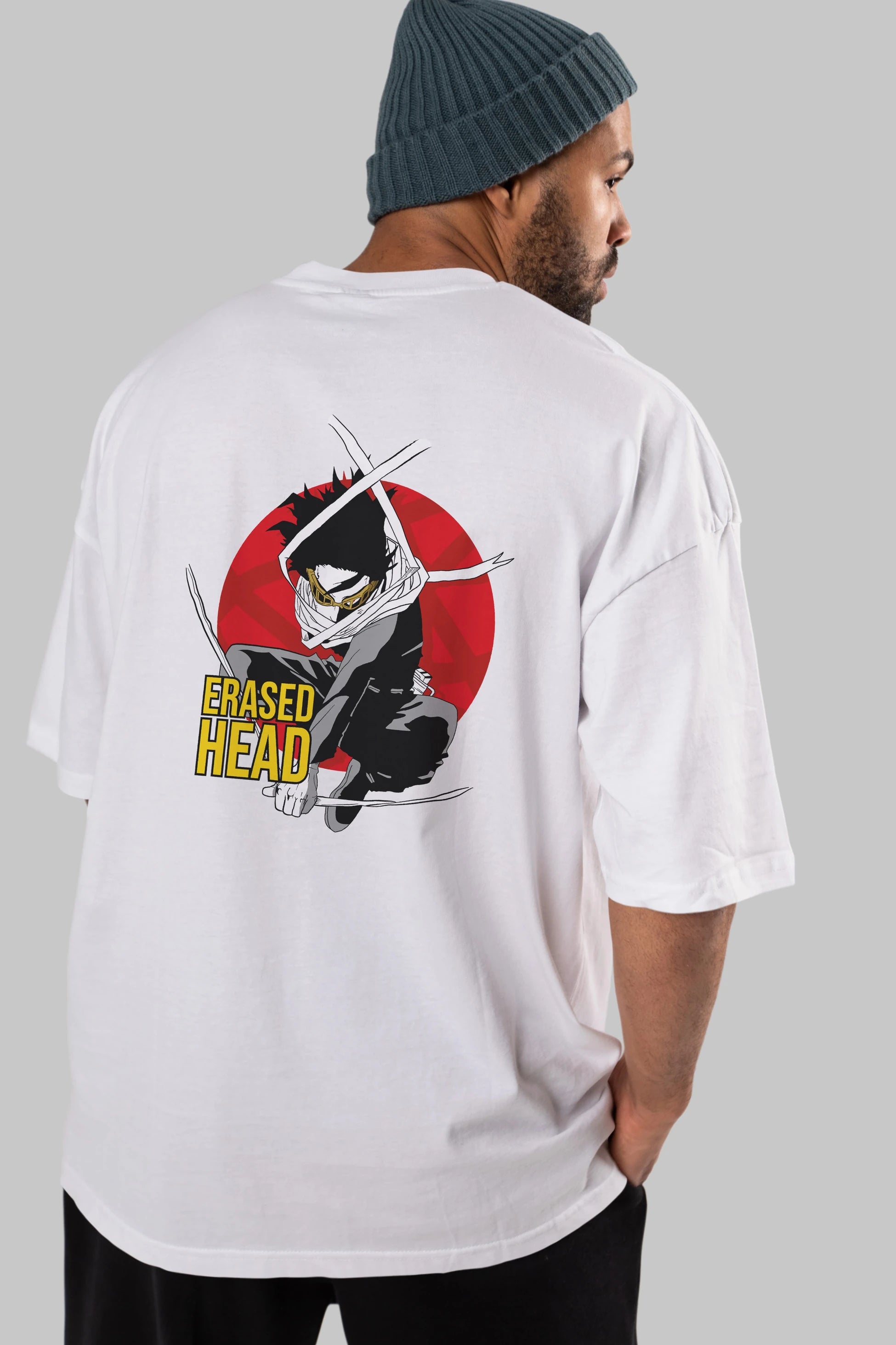 Erased Head Anime Arka Baskılı Oversize t-shirt Erkek Kadın Unisex