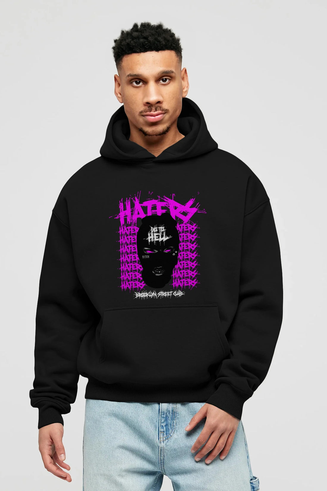 Haters Brooklyn Street Club Ön Baskılı Hoodie Oversize Kapüşonlu Sweatshirt Erkek Kadın Unisex