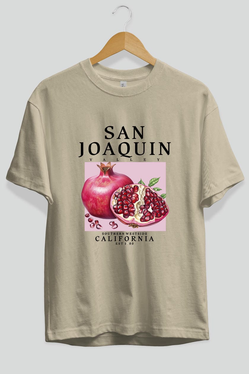 San Joaquin Nar Ön Baskılı Oversize t-shirt Erkek Kadın Pamuk Bisiklet Yaka tişort