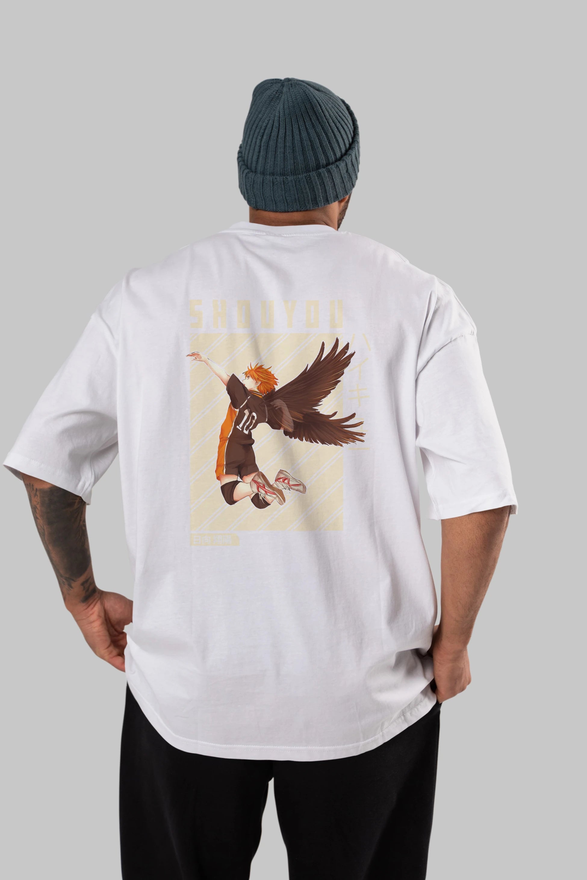 Shouyou Hinata 3 Anime Arka Baskılı Oversize t-shirt Erkek Kadın Unisex