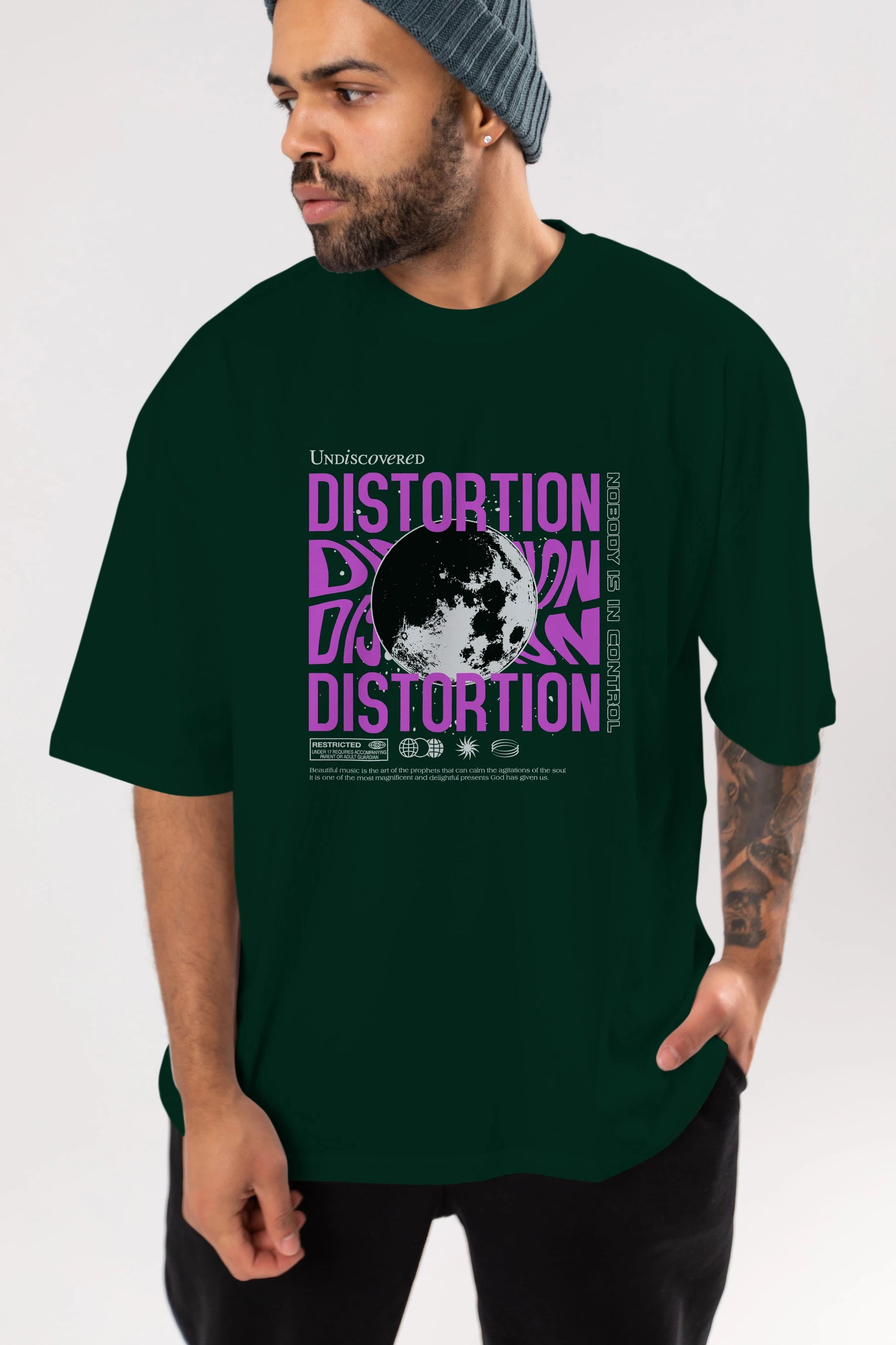 Distortion Ön Baskılı Oversize t-shirt Erkek Kadın Unisex
