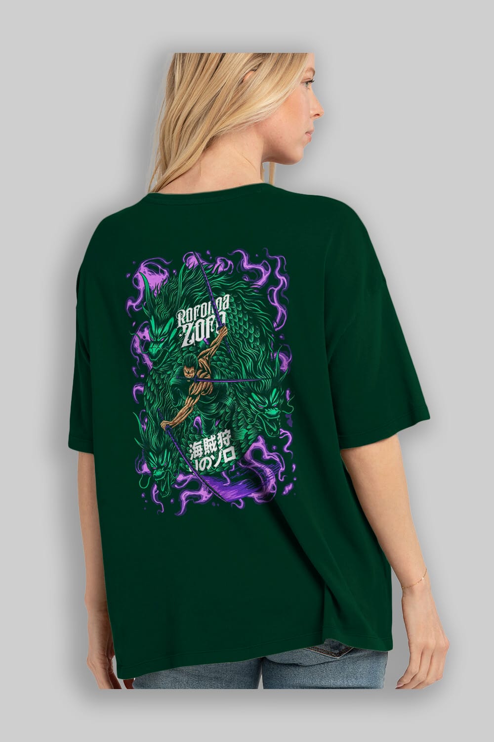 RORONOA ZORO 5 Anime Arka Baskılı Oversize t-shirt Erkek Kadın Unisex