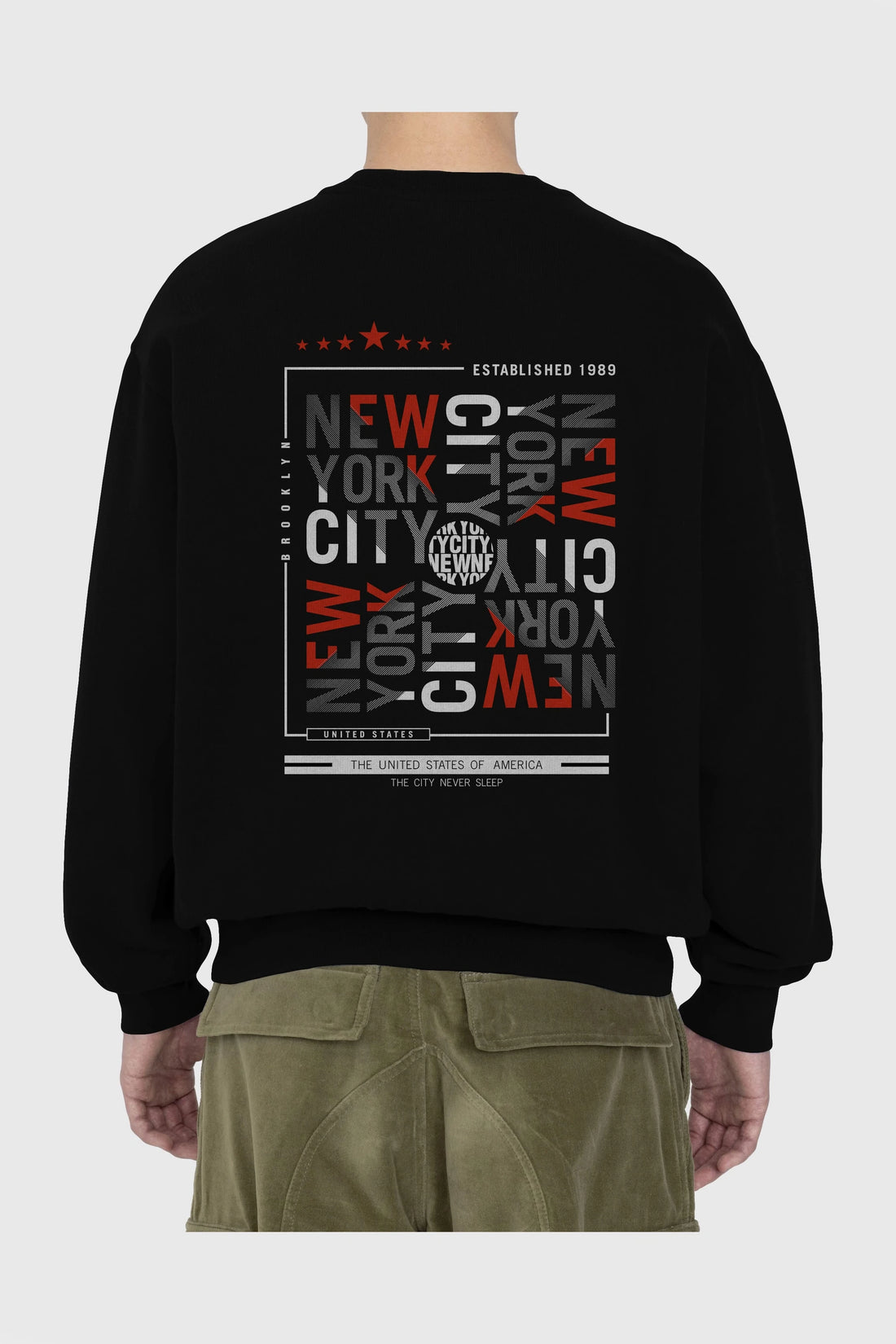 New York Style 2 Arka Baskılı Oversize Sweatshirt Erkek Kadın Unisex