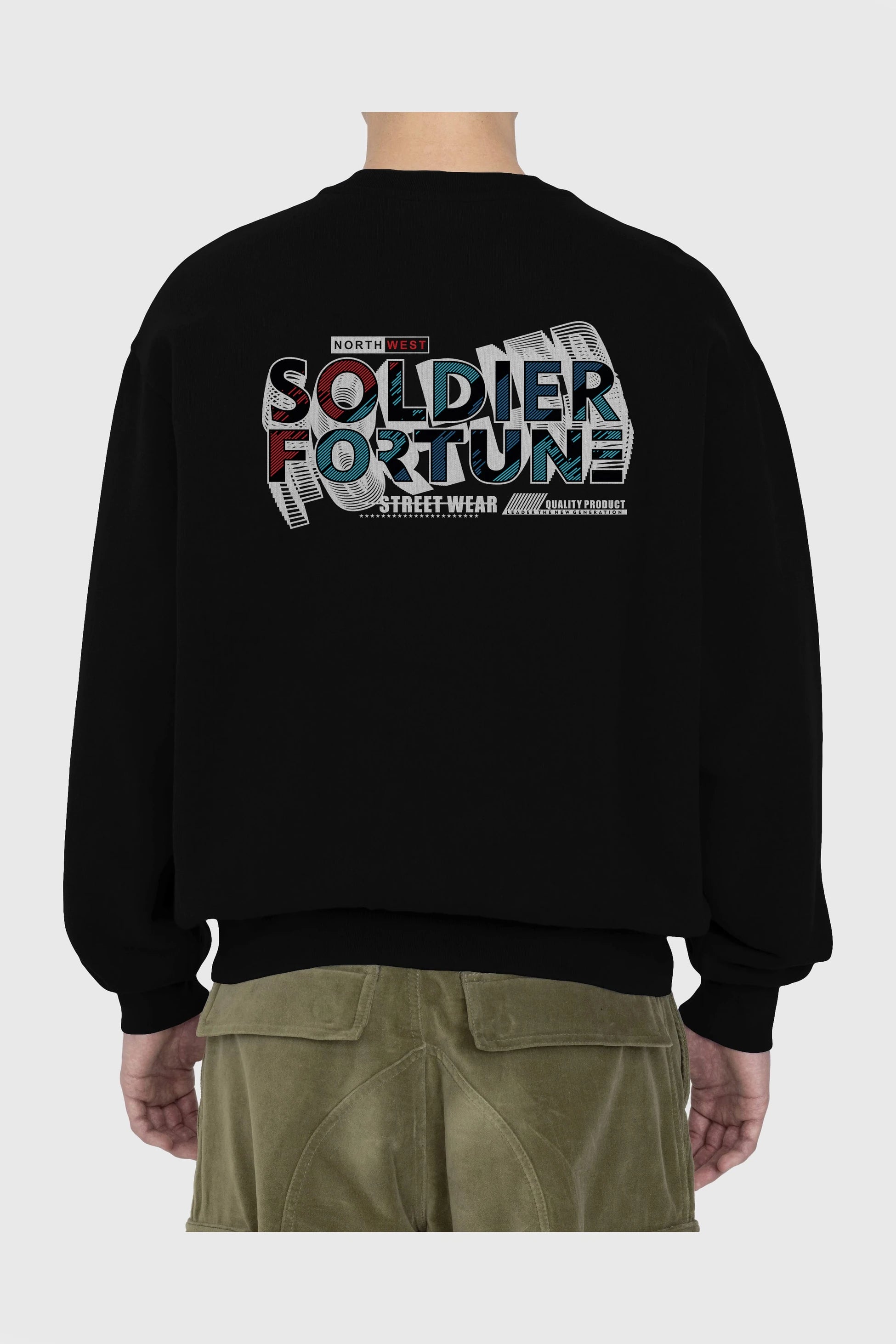 Soldier Fortune Arka Baskılı Oversize Sweatshirt Erkek Kadın Unisex