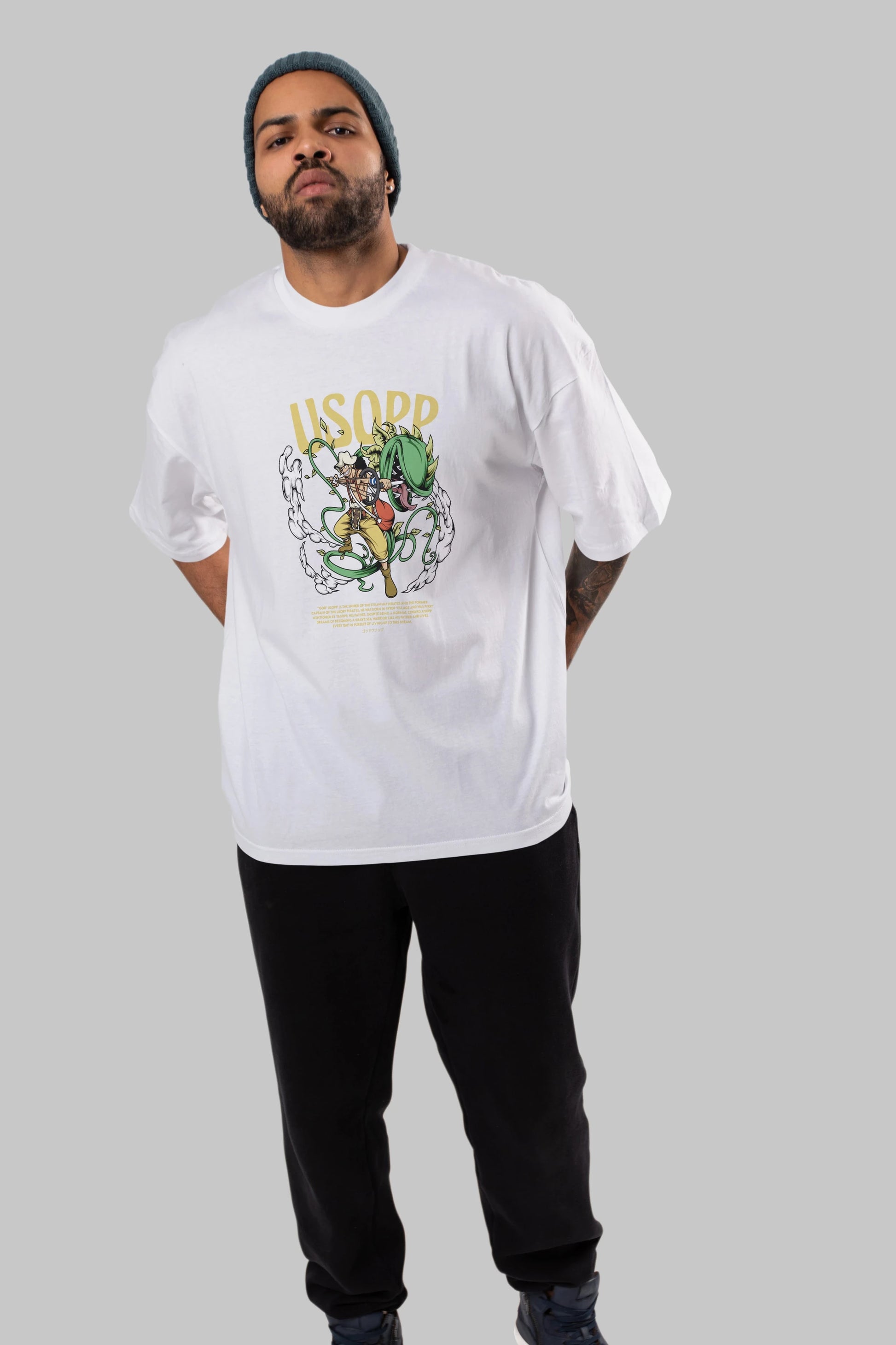 Usopp Anime Ön Baskılı Oversize t-shirt %100 pamuk Erkek Kadın Unisex