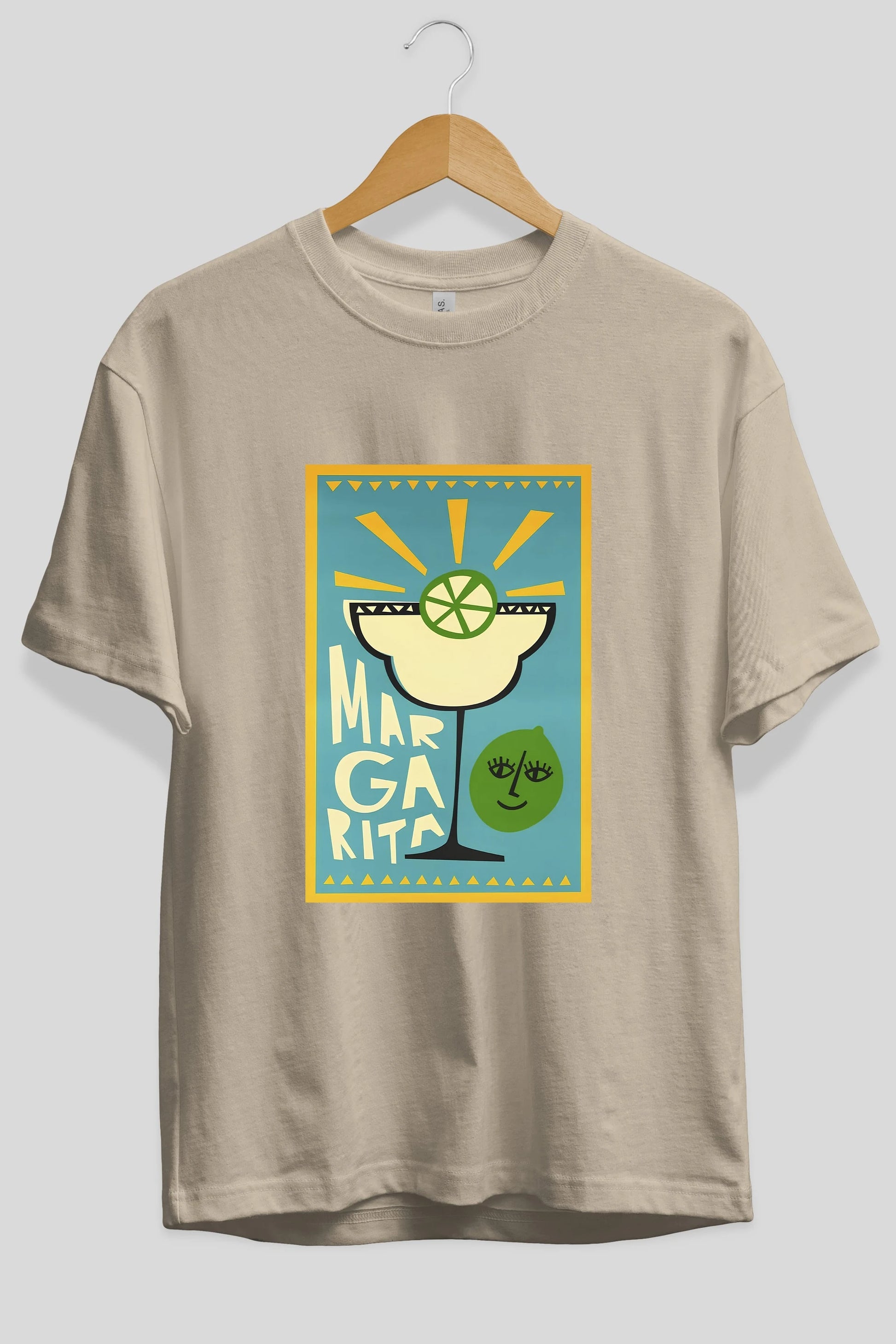 Margarita 4 Ön Baskılı Oversize t-shirt Erkek Kadın Unisex %100 Pamuk Bisiklet Yaka tişort