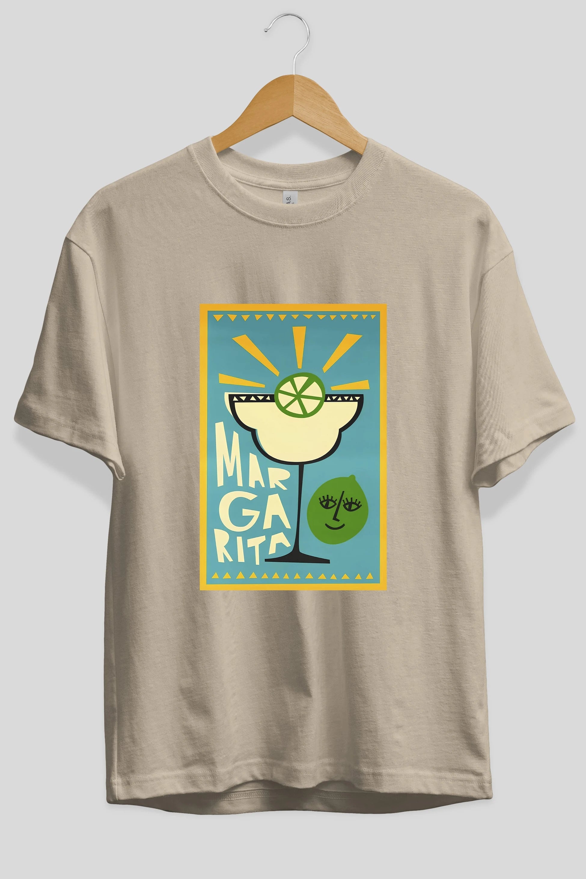 Margarita 4 Ön Baskılı Oversize t-shirt Erkek Kadın Unisex %100 Pamuk Bisiklet Yaka tişort