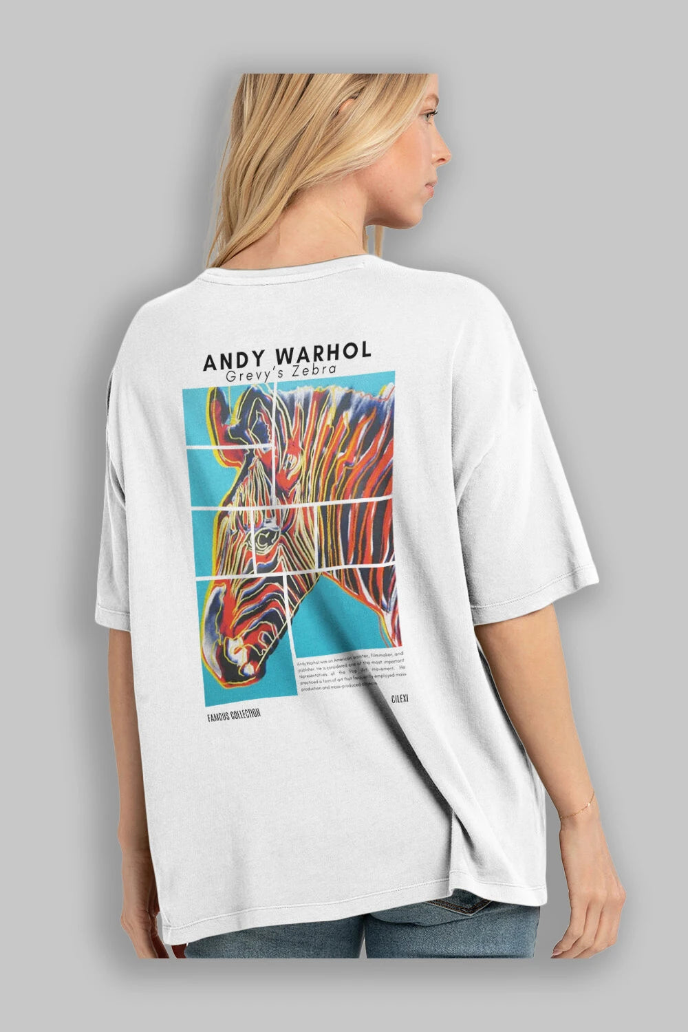 Andy Warhol Arka Baskılı Oversize t-shirt Erkek Kadın Bisiklet Yaka Pamuk tişort
