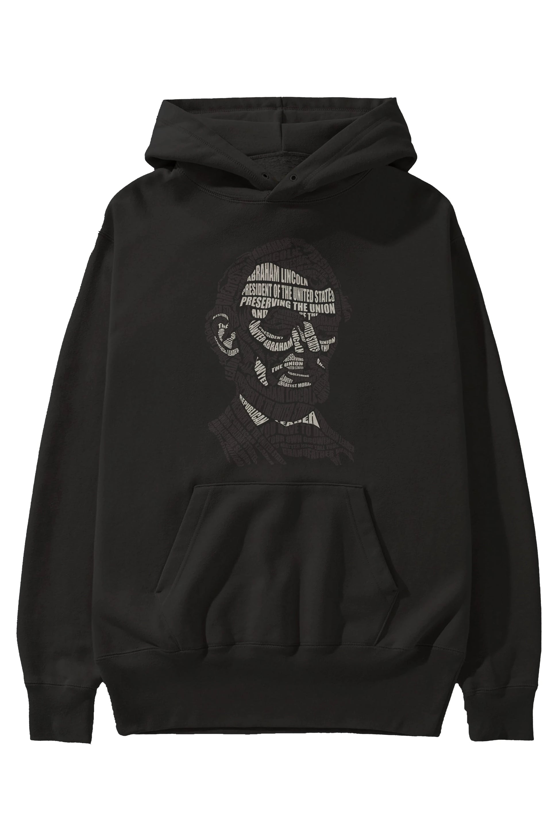 Abraham Lincoln Calligram Ön Baskılı Hoodie Oversize Kapüşonlu Sweatshirt Erkek Kadın Unisex