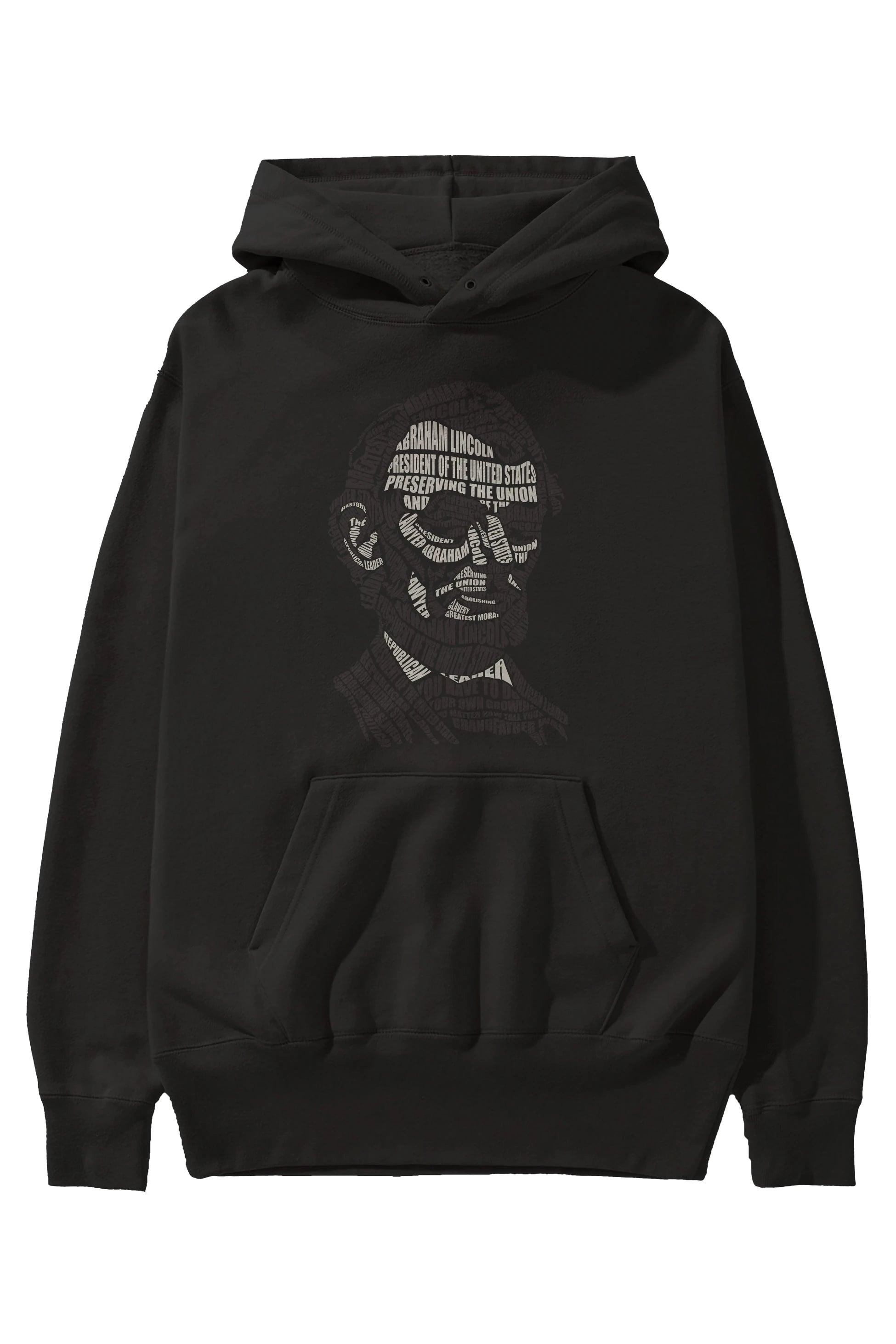 Abraham Lincoln Calligram Ön Baskılı Hoodie Oversize Kapüşonlu Sweatshirt Erkek Kadın Unisex