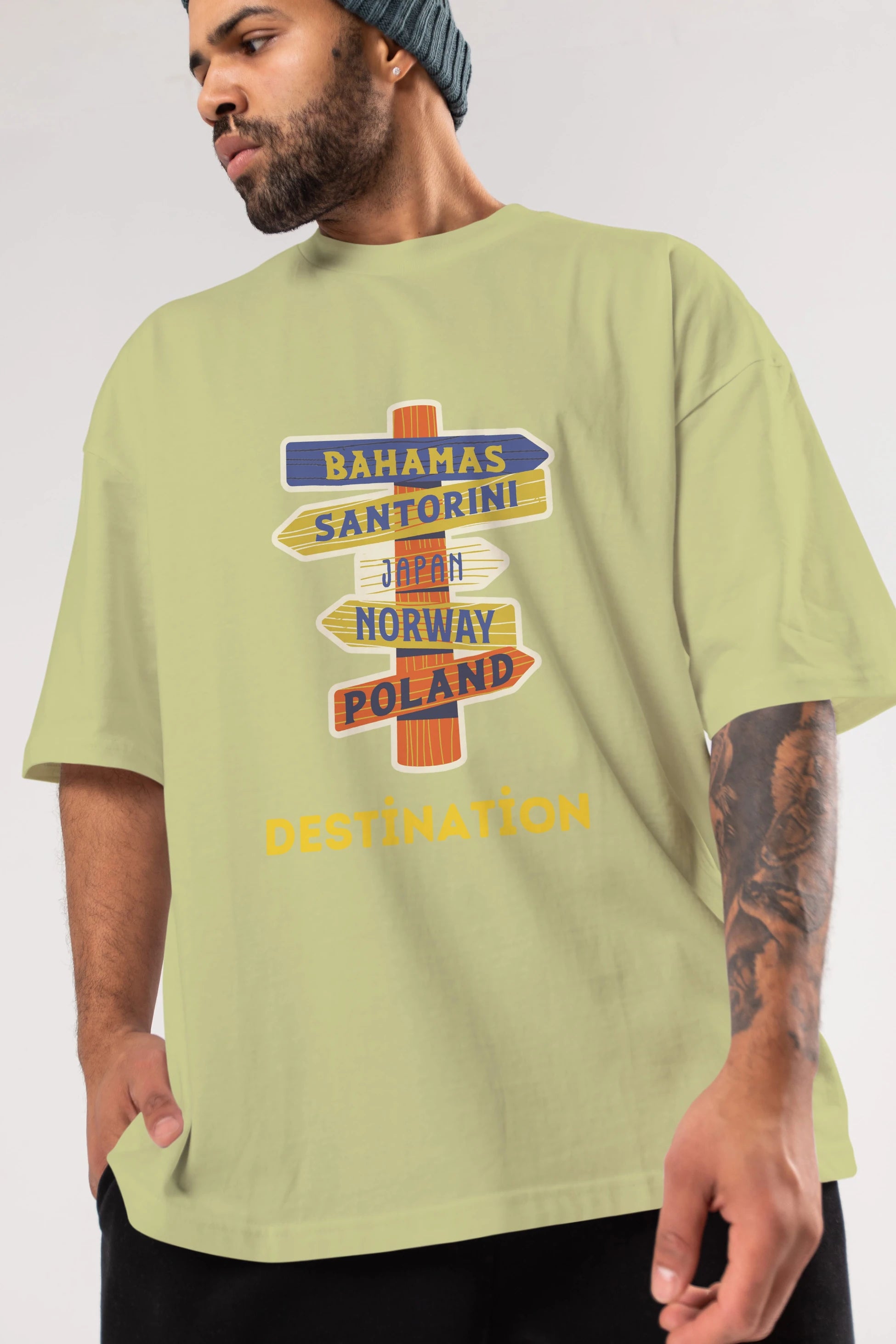 Destination Yazılı Ön Baskılı Oversize t-shirt Erkek Kadın Unisex