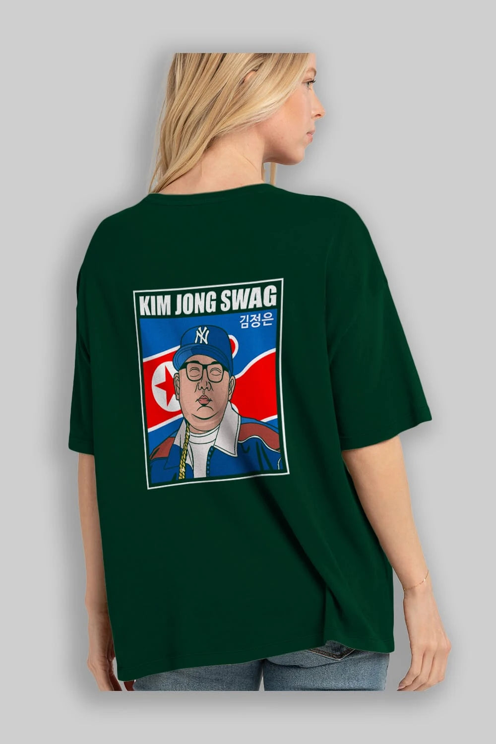 King Jong Swag Arka Baskılı Oversize t-shirt Erkek Kadın Unisex %100 Pamuk tişort