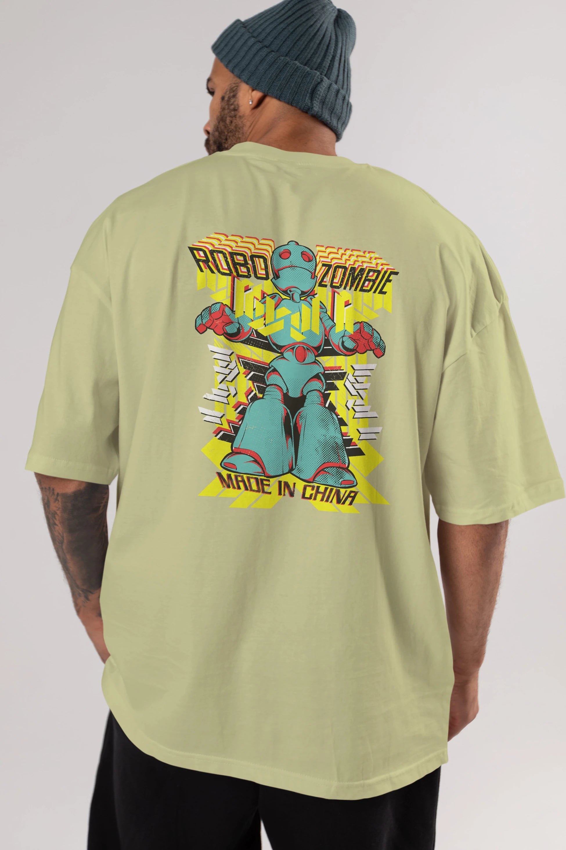 Robo Zombie Arka Baskılı Oversize t-shirt Erkek Kadın Unisex