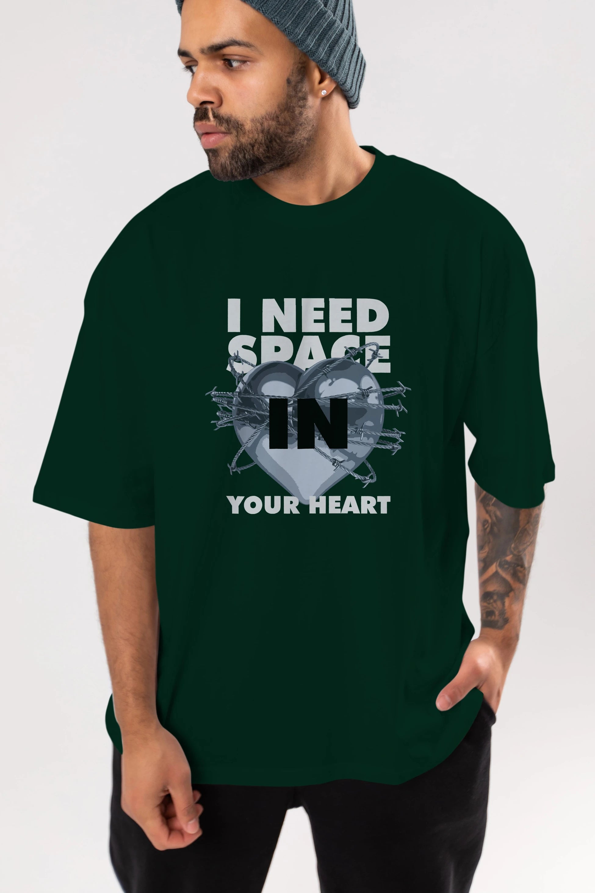 I Need Space Your Heart Ön Baskılı Oversize t-shirt Erkek Kadın Unisex