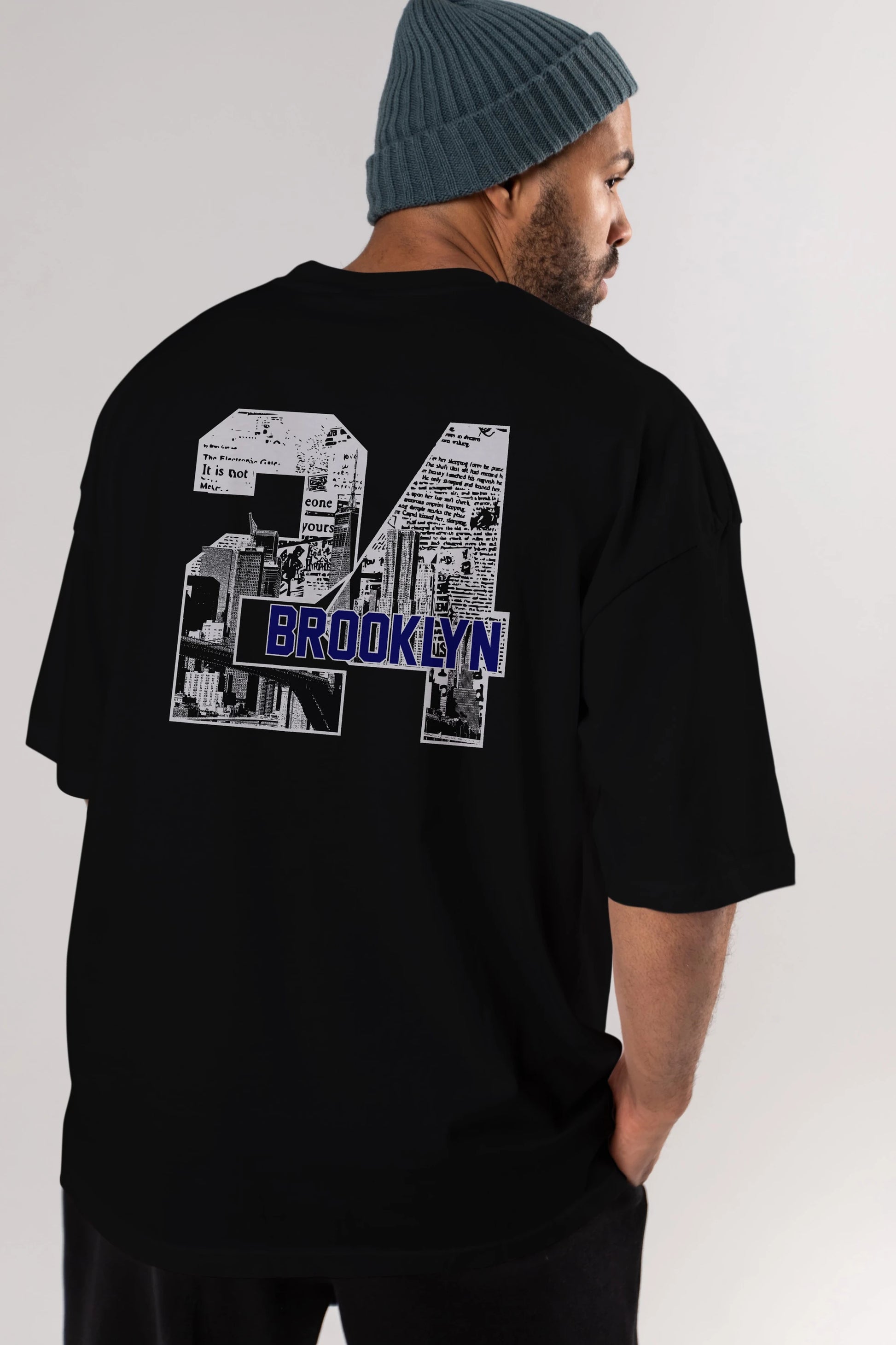 Brooklyn 24 Arka Baskılı Oversize t-shirt Erkek Kadın Unisex