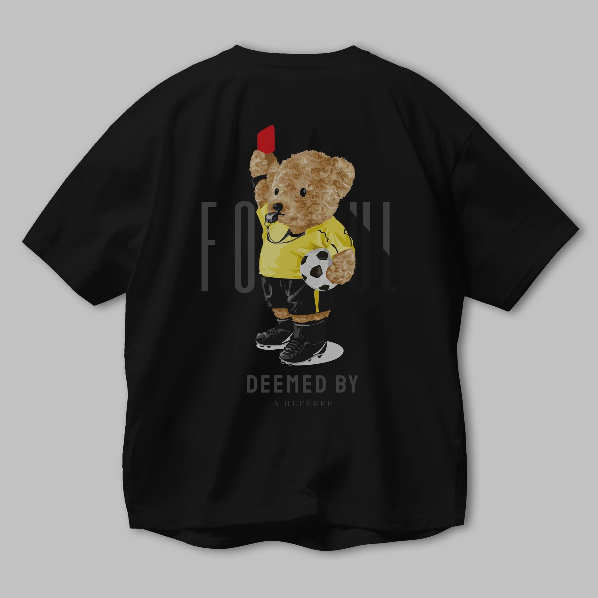 Teddy Bear Kırmızı Kart Arka Baskılı Oversize t-shirt Erkek Kadın Unisex %100 Pamuk