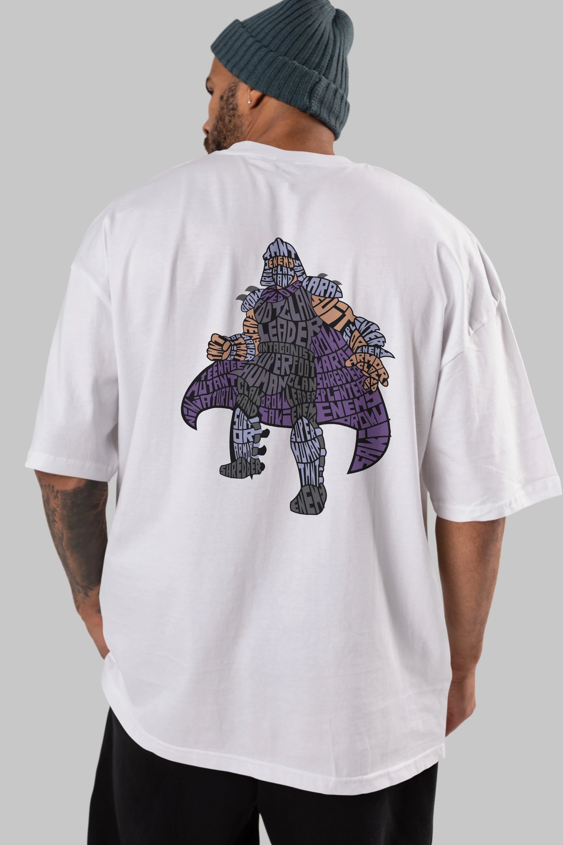 Foot Clan Leader Arka Baskılı Oversize t-shirt %100 pamuk Erkek Kadın Unisex