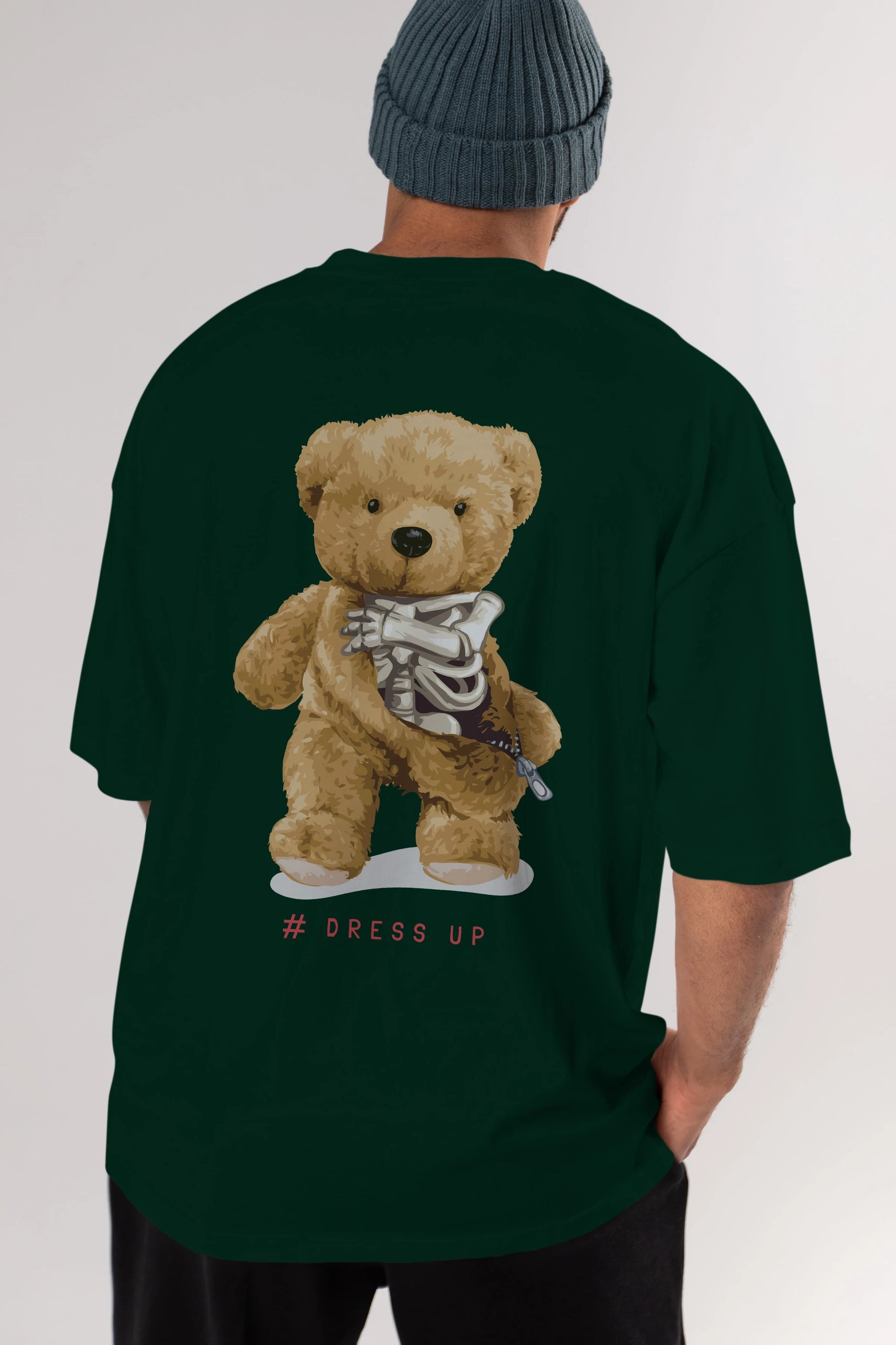 Teddy Bear Dress Up Arka Baskılı Oversize t-shirt Erkek Kadın Unisex %100 Pamuk